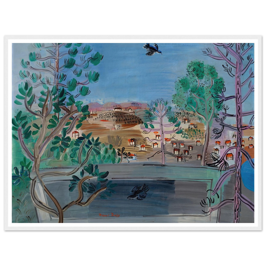 Le réservoir à Golfe-Juan, à l’oiseau (1927) Art Print | Raoul Dufy - Framed Poster - 30x40 cm / 12x16″ - Black frame