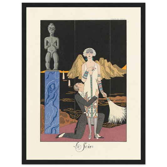 Le Soir (Evening) (1922–1926) Art Print | George Barbier - Framed Poster - 30x40 cm / 12x16″ - Black frame