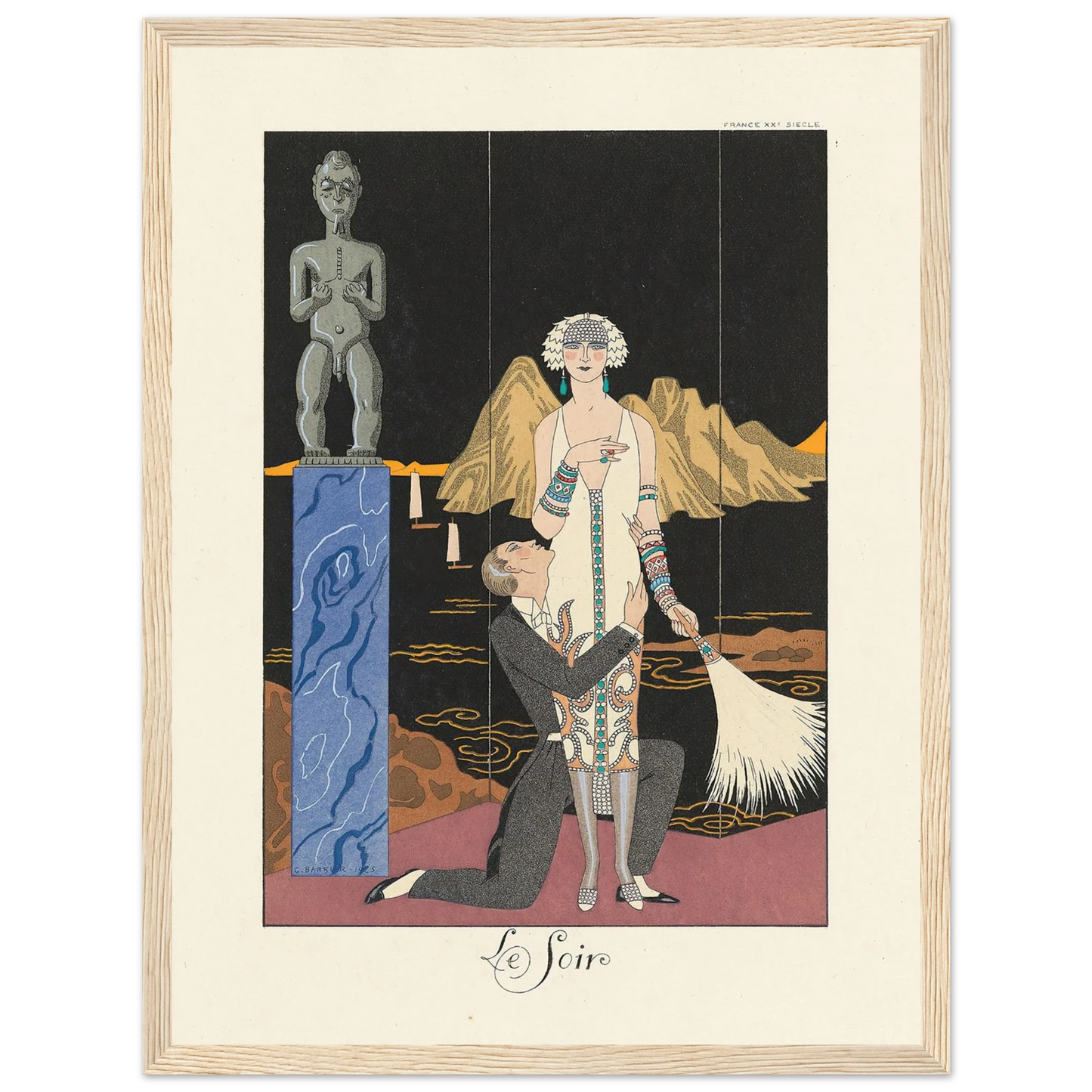 Le Soir (Evening) (1922–1926) Art Print | George Barbier - Framed Poster - 30x40 cm / 12x16″ - Black frame