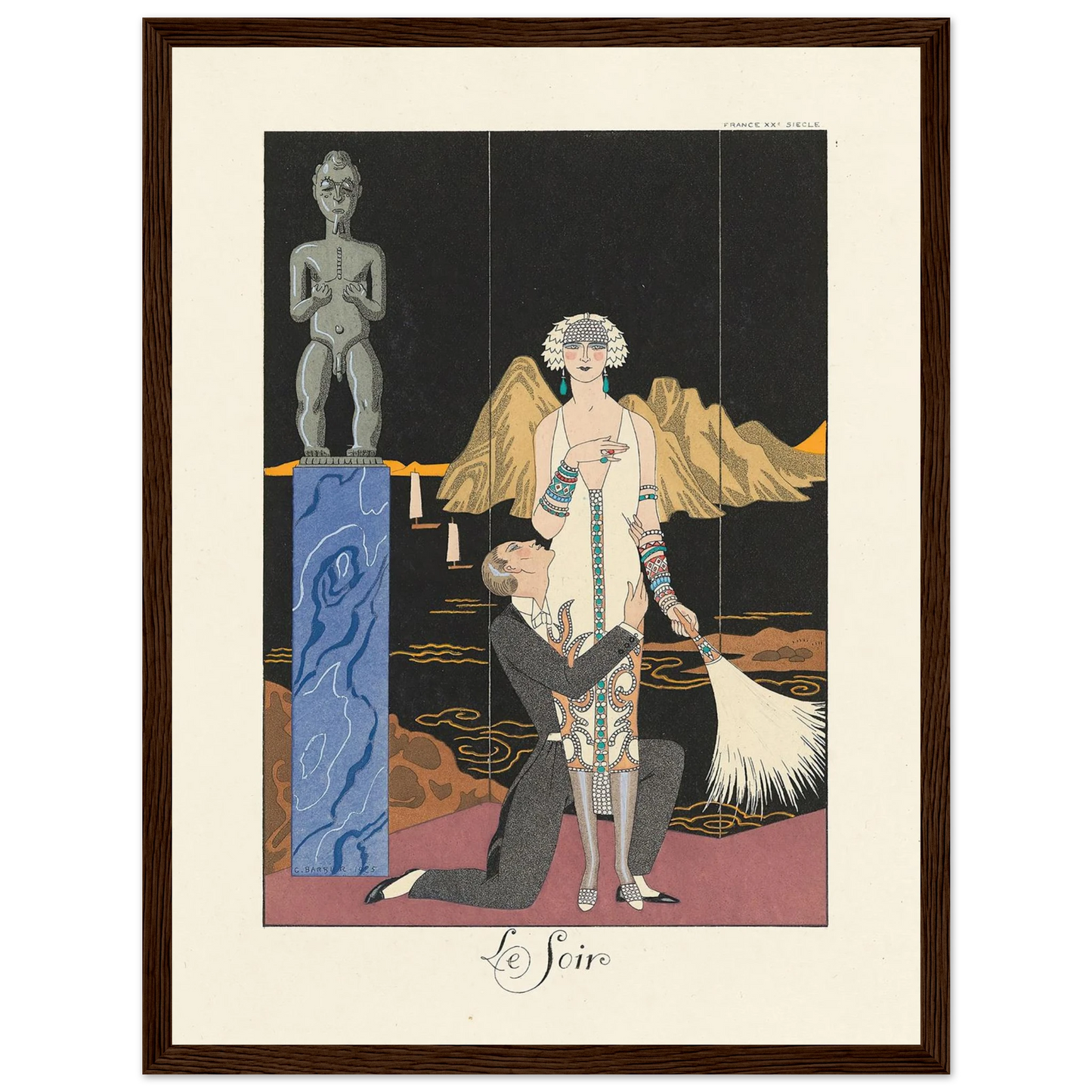 Le Soir (Evening) (1922–1926) Art Print | George Barbier - Framed Poster - 30x40 cm / 12x16″ - Black frame