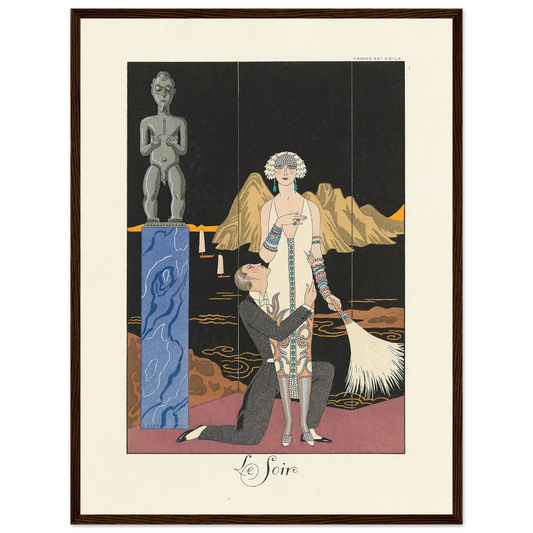 Le Soir (Evening) (1922–1926) Art Print | George Barbier - Framed Poster - 30x40 cm / 12x16″ - Black frame