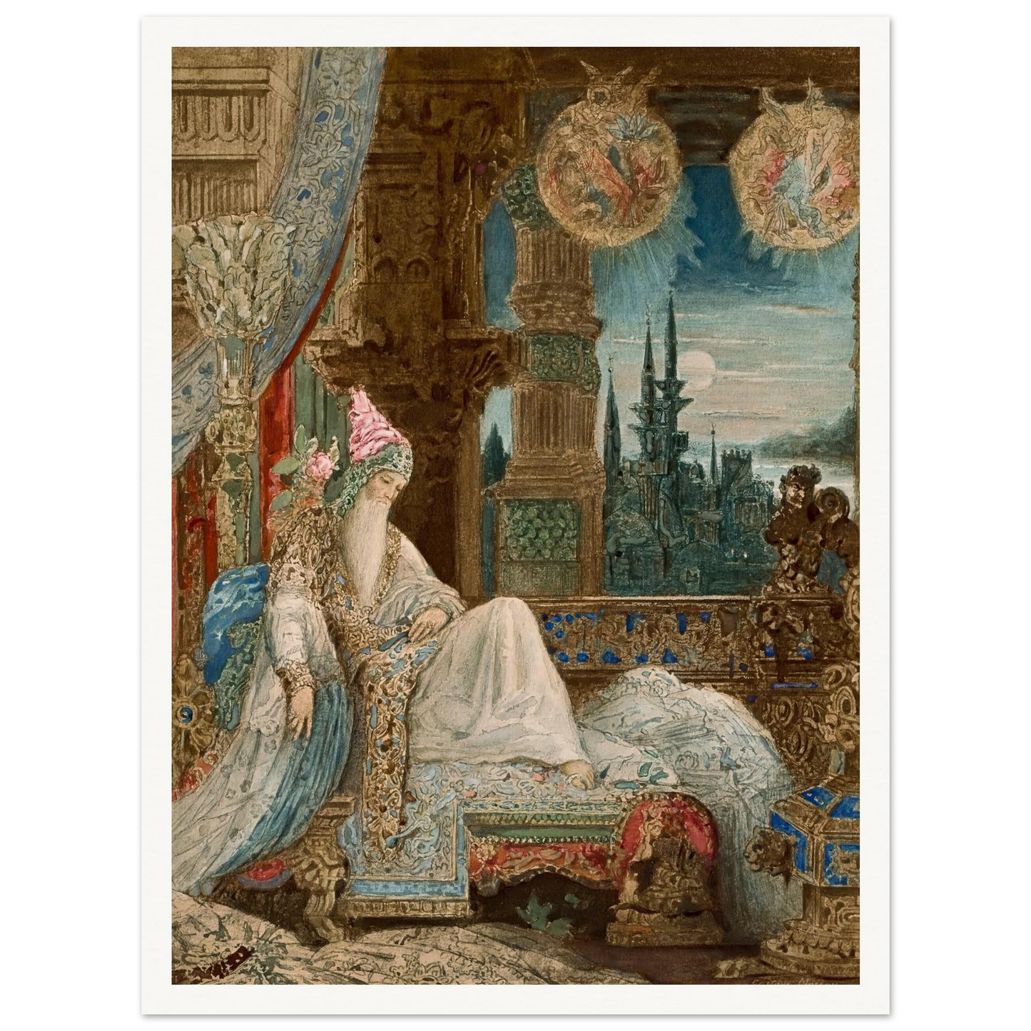 Le songe d’un habitant du Mogol (circa 1881) Art Print | Gustave Moreau - Framed Poster - 30x40 cm / 12x16″ - Black frame