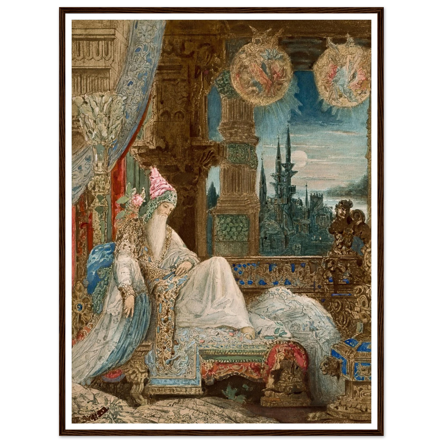 Le songe d’un habitant du Mogol (circa 1881) Art Print | Gustave Moreau - Framed Poster - 30x40 cm / 12x16″ - Black frame