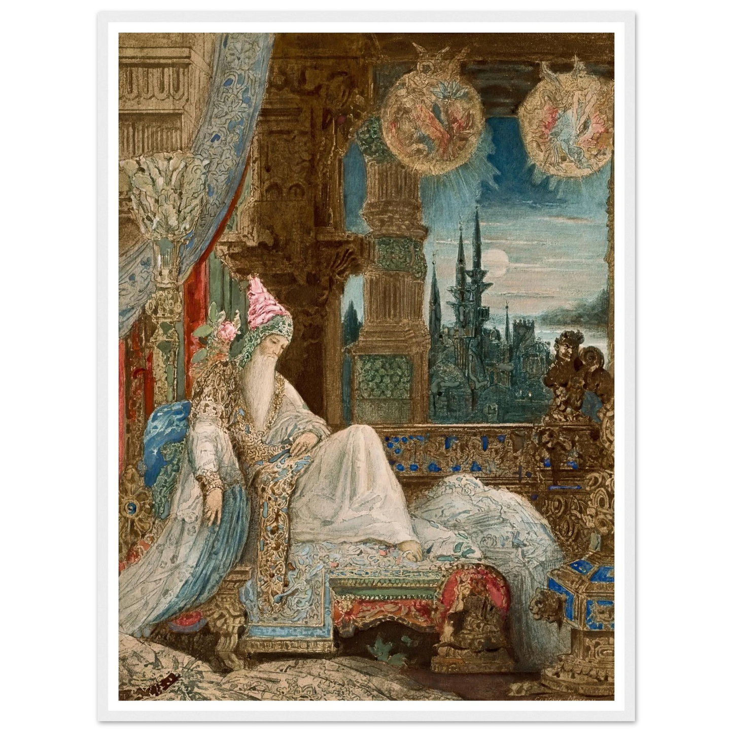 Le songe d’un habitant du Mogol (circa 1881) Art Print | Gustave Moreau - Framed Poster - 30x40 cm / 12x16″ - Black frame