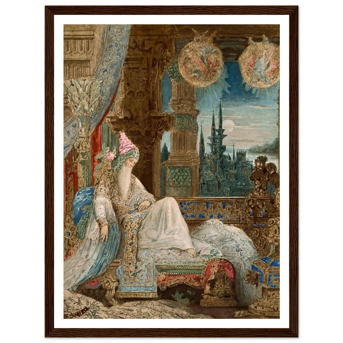 Le songe d’un habitant du Mogol (circa 1881) Art Print | Gustave Moreau - Framed Poster - 30x40 cm / 12x16″ - Black frame