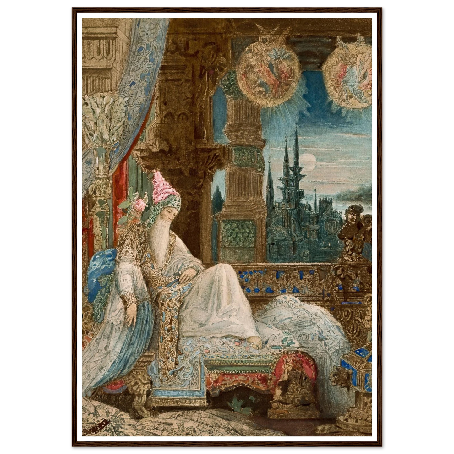 Le songe d’un habitant du Mogol (circa 1881) Art Print | Gustave Moreau - Framed Poster - 30x40 cm / 12x16″ - Black frame