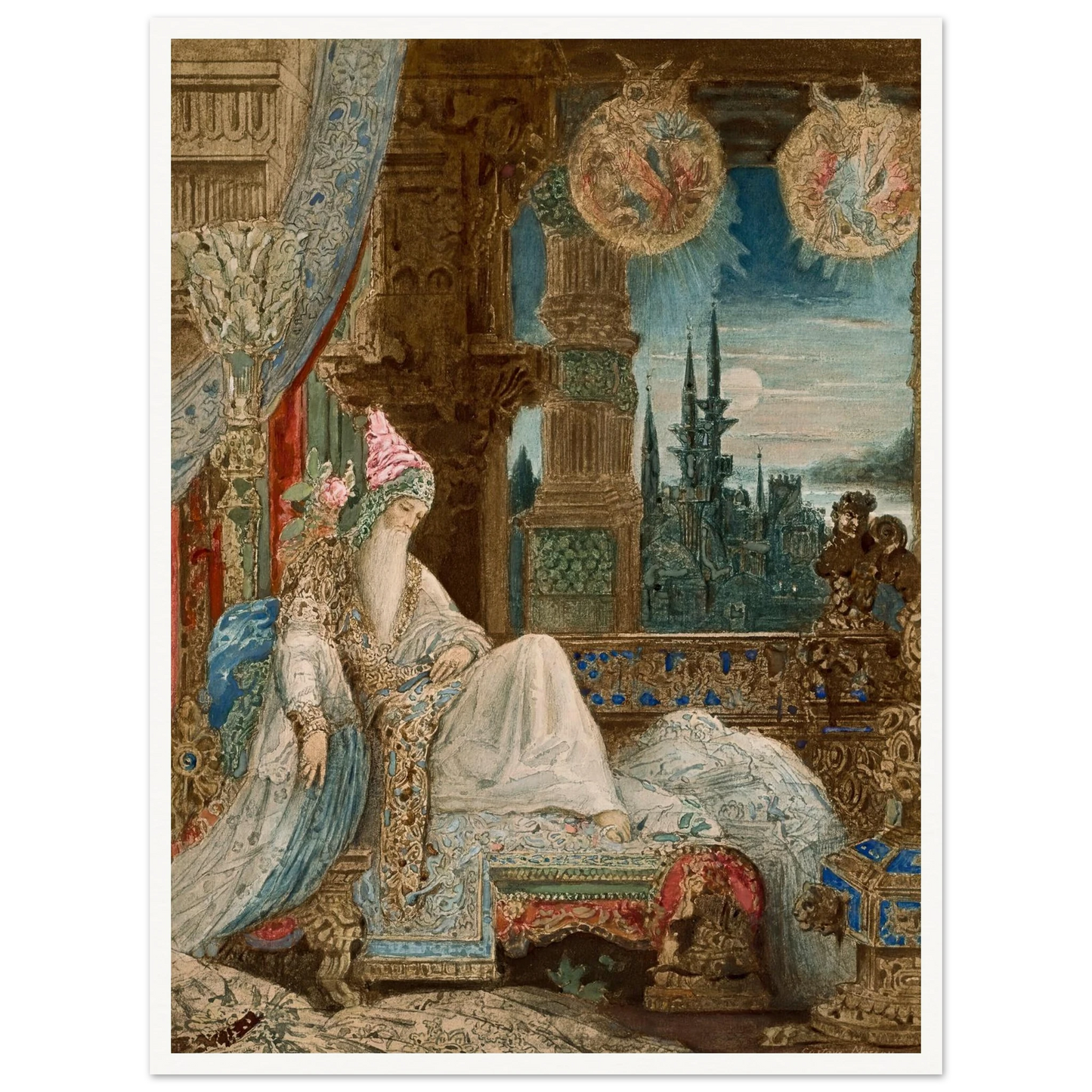 Le songe d’un habitant du Mogol (circa 1881) Art Print | Gustave Moreau - Framed Poster - 30x40 cm / 12x16″ - Black frame