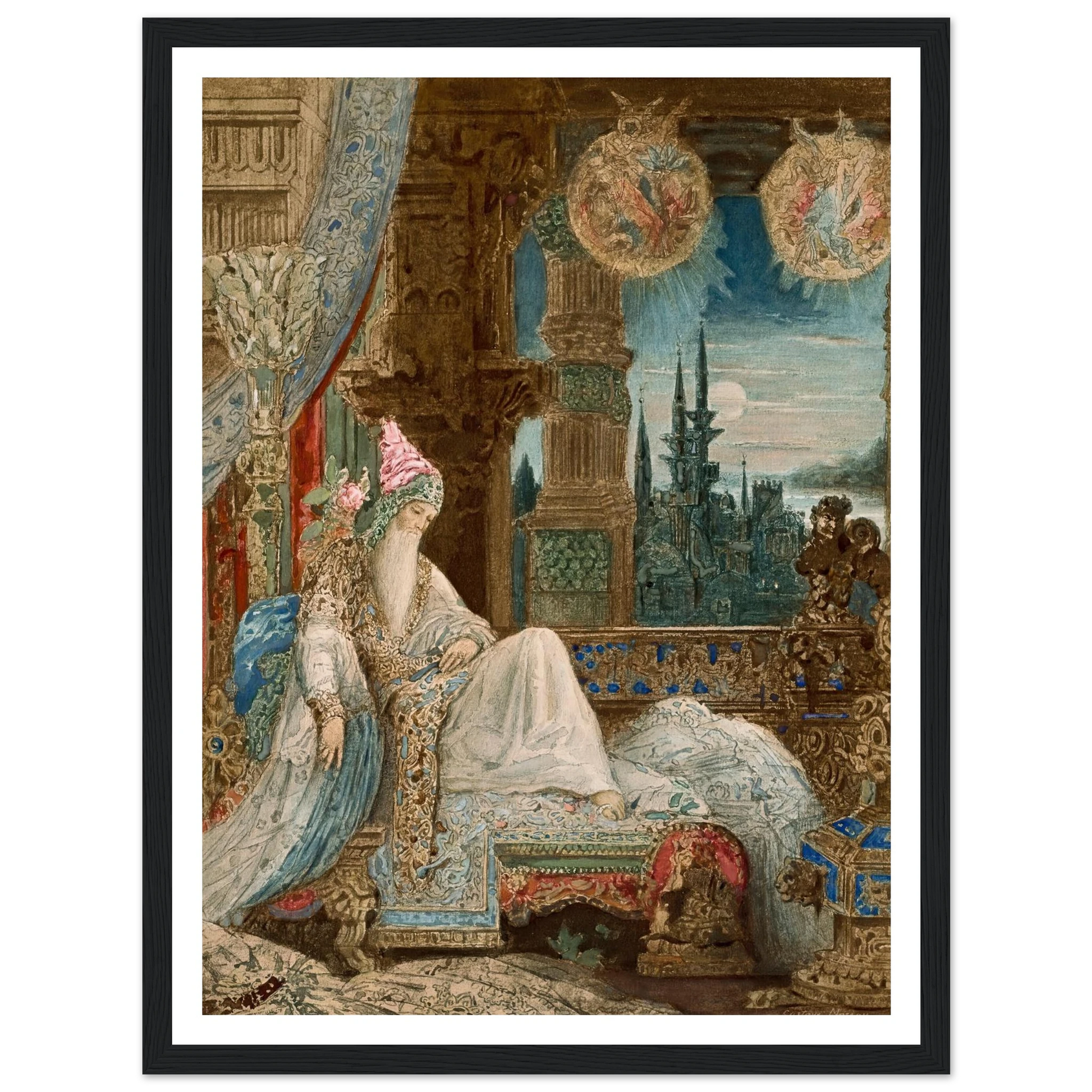 Le songe d’un habitant du Mogol (circa 1881) Art Print | Gustave Moreau - Framed Poster - 30x40 cm / 12x16″ - Black frame