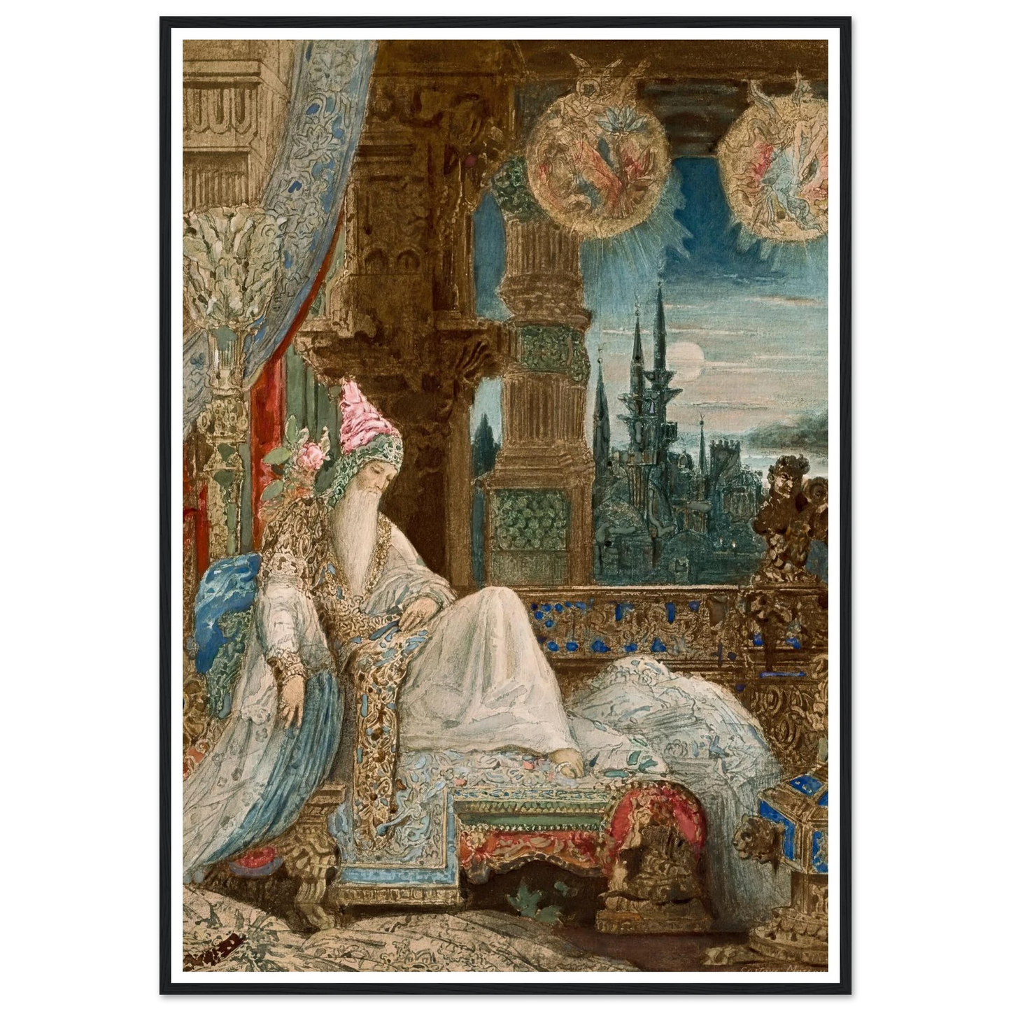 Le songe d’un habitant du Mogol (circa 1881) Art Print | Gustave Moreau - Framed Poster - 30x40 cm / 12x16″ - Black frame