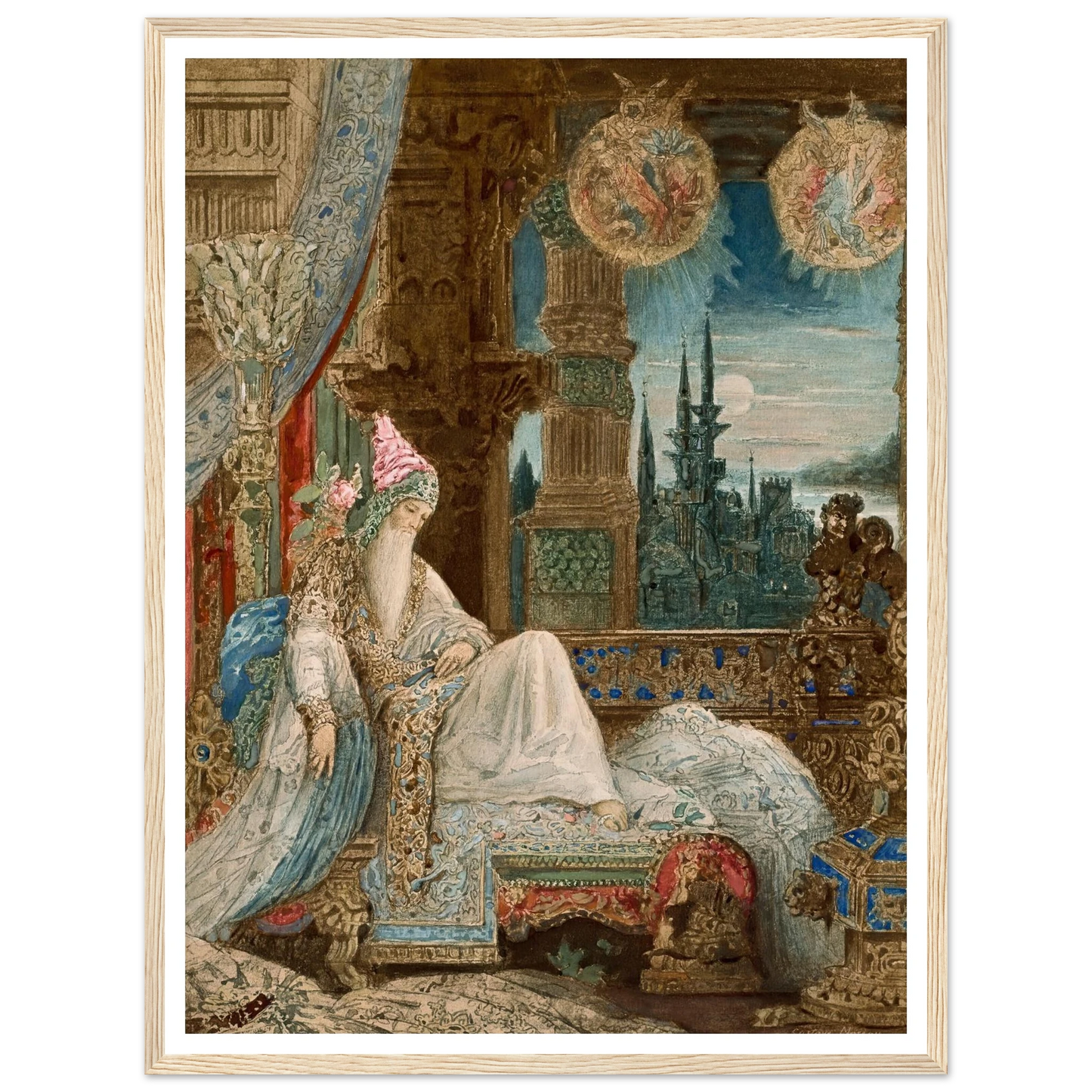 Le songe d’un habitant du Mogol (circa 1881) Art Print | Gustave Moreau - Framed Poster - 30x40 cm / 12x16″ - Black frame