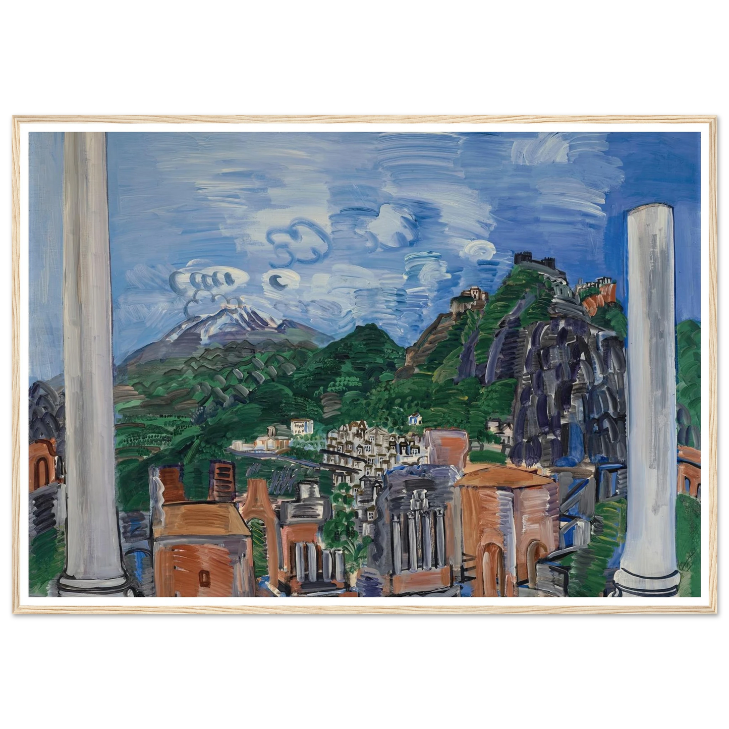Le théâtre antique de Taormina (1923) Art Print | Raoul Dufy - Framed Poster - 30x40 cm / 12x16″ - Black frame
