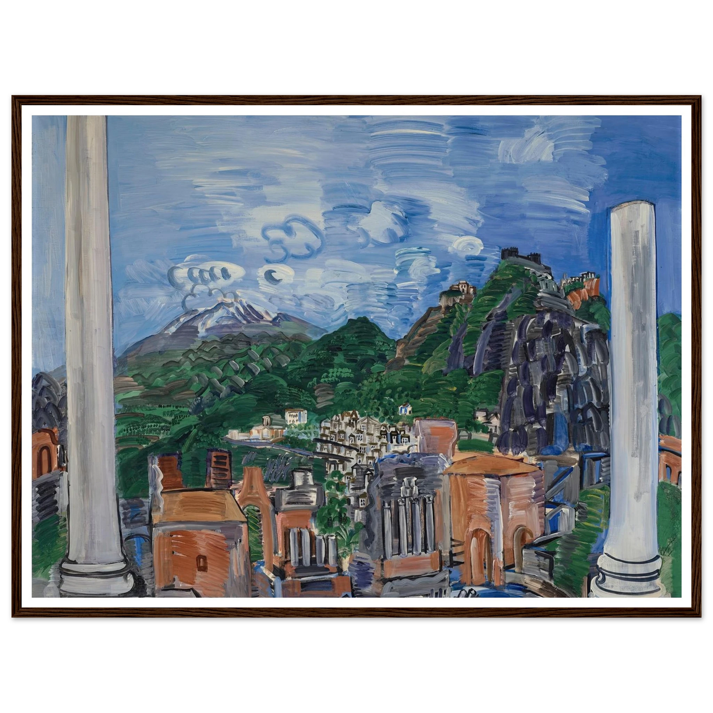 Le théâtre antique de Taormina (1923) Art Print | Raoul Dufy - Framed Poster - 30x40 cm / 12x16″ - Black frame