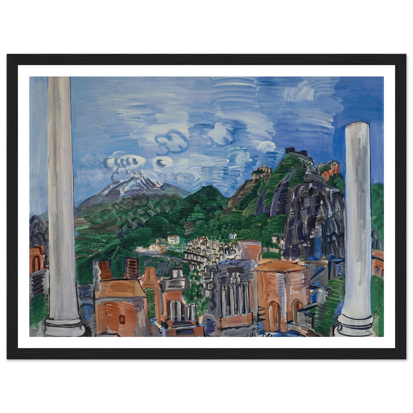 Le théâtre antique de Taormina (1923) Art Print | Raoul Dufy - Framed Poster - 30x40 cm / 12x16″ - Black frame