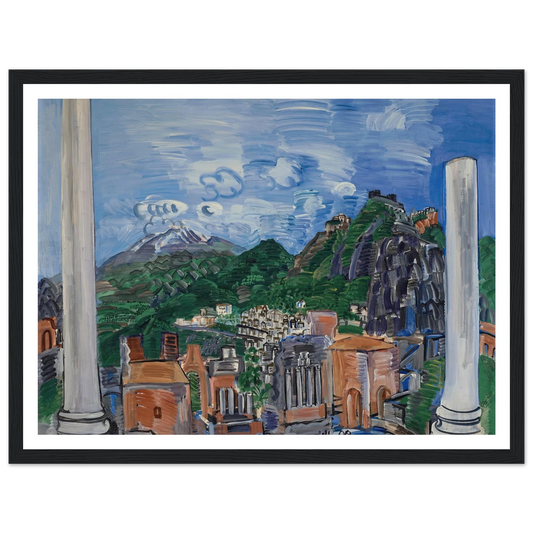 Le théâtre antique de Taormina (1923) Art Print | Raoul Dufy - Framed Poster - 30x40 cm / 12x16″ - Black frame