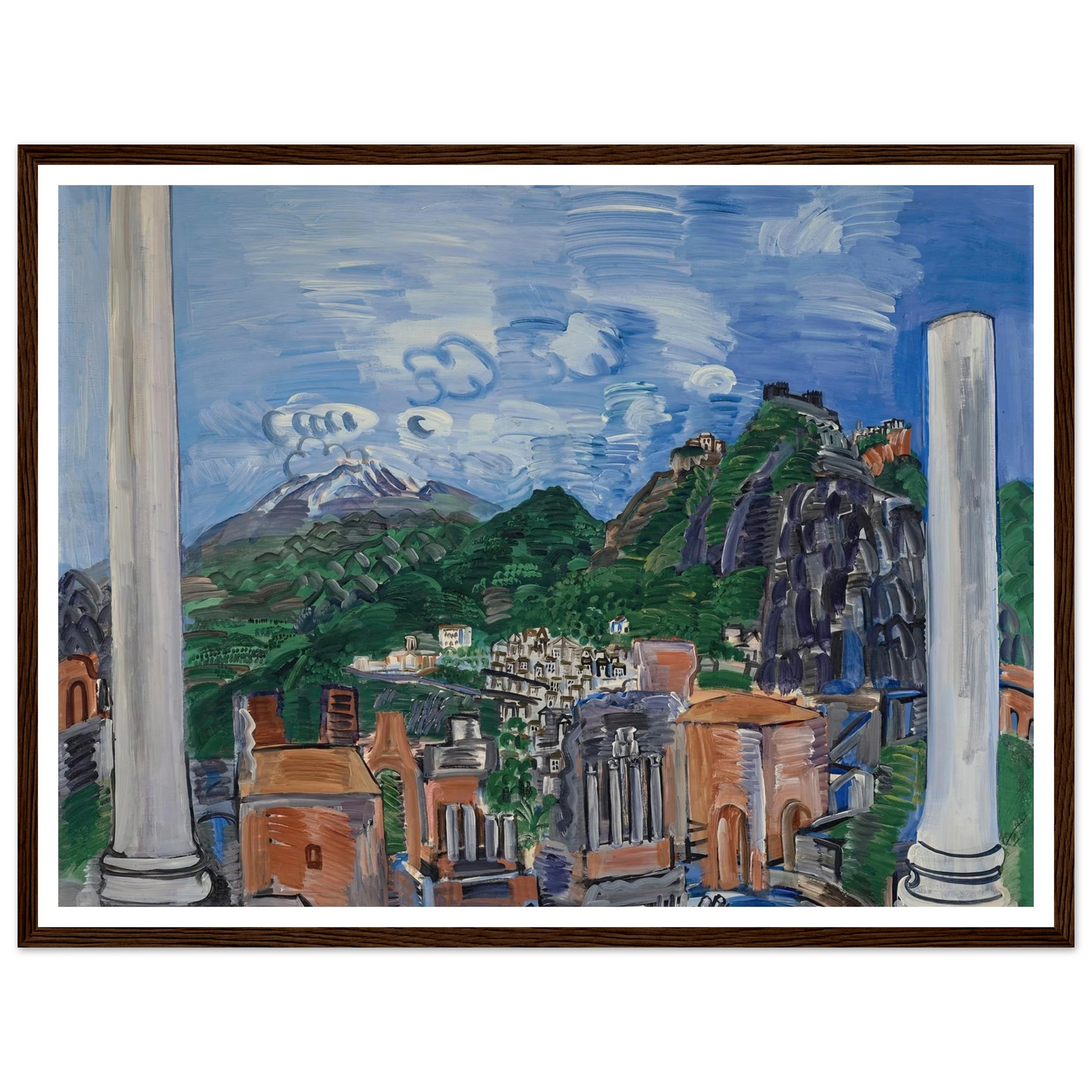Le théâtre antique de Taormina (1923) Art Print | Raoul Dufy - Framed Poster - 30x40 cm / 12x16″ - Black frame