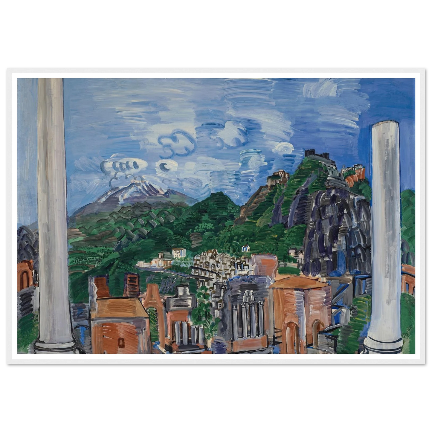 Le théâtre antique de Taormina (1923) Art Print | Raoul Dufy - Framed Poster - 30x40 cm / 12x16″ - Black frame