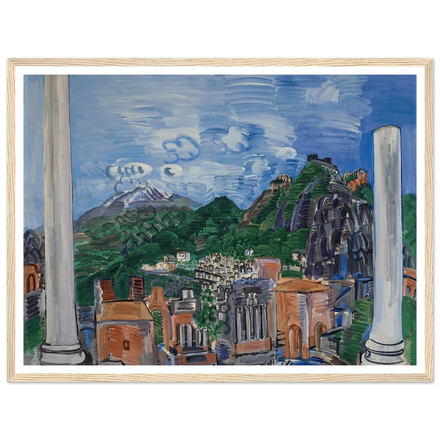 Le théâtre antique de Taormina (1923) Art Print | Raoul Dufy - Framed Poster - 30x40 cm / 12x16″ - Black frame