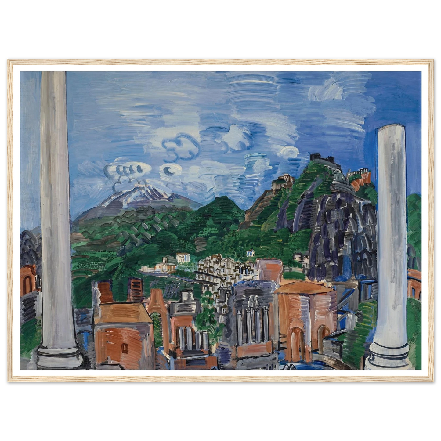 Le théâtre antique de Taormina (1923) Art Print | Raoul Dufy - Framed Poster - 30x40 cm / 12x16″ - Black frame