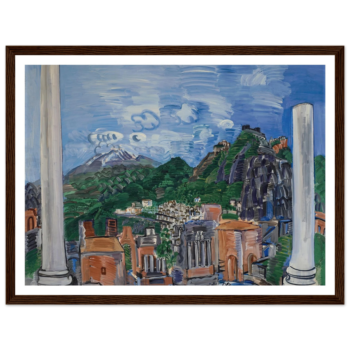 Le théâtre antique de Taormina (1923) Art Print | Raoul Dufy - Framed Poster - 30x40 cm / 12x16″ - Black frame
