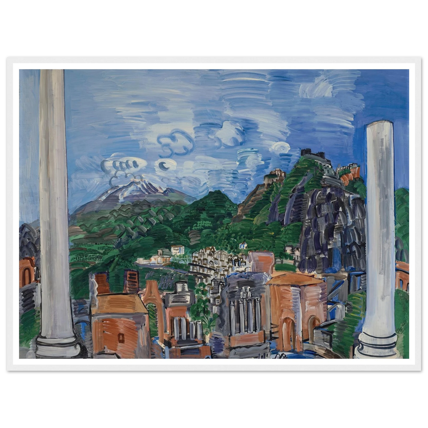 Le théâtre antique de Taormina (1923) Art Print | Raoul Dufy - Framed Poster - 30x40 cm / 12x16″ - Black frame