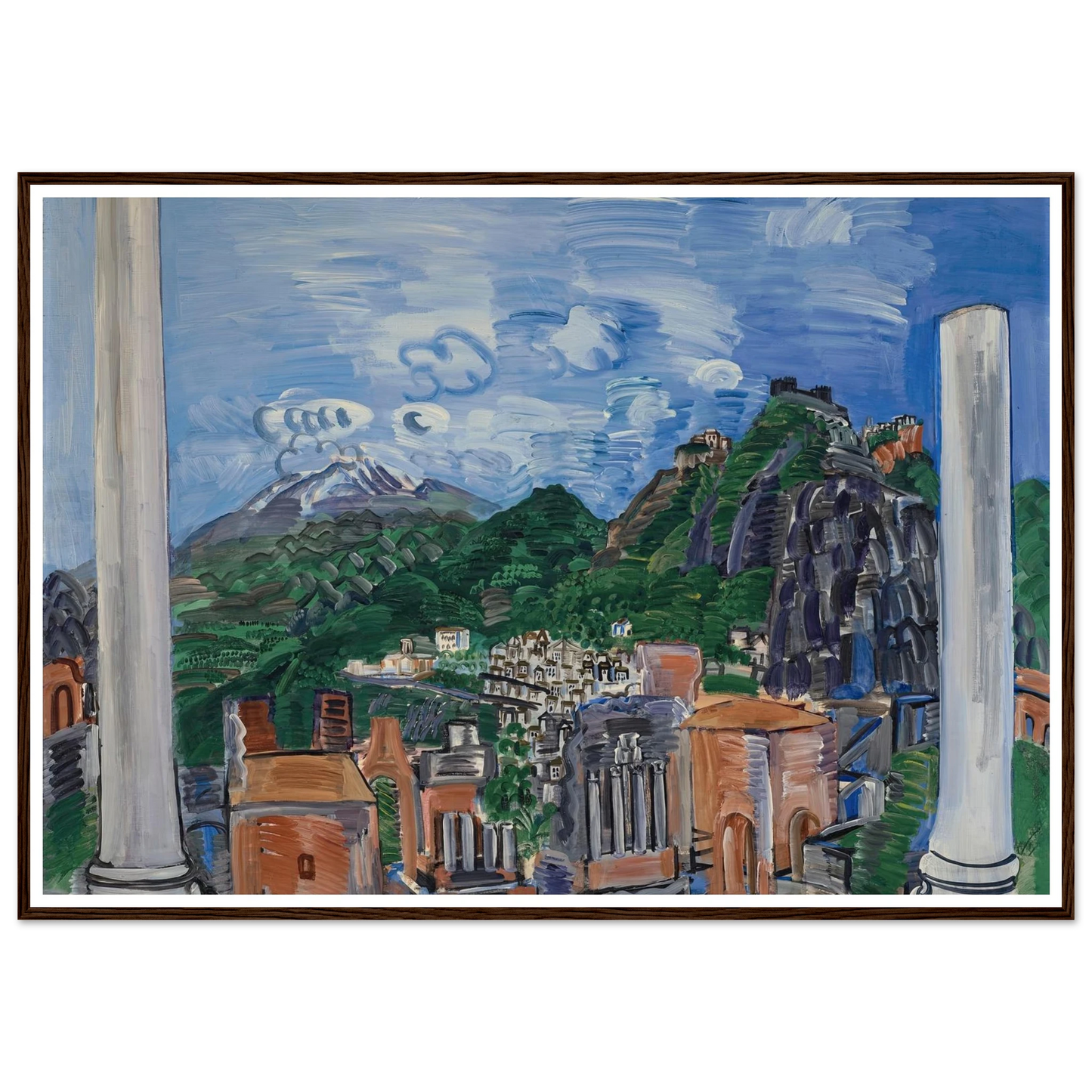 Le théâtre antique de Taormina (1923) Art Print | Raoul Dufy - Framed Poster - 30x40 cm / 12x16″ - Black frame