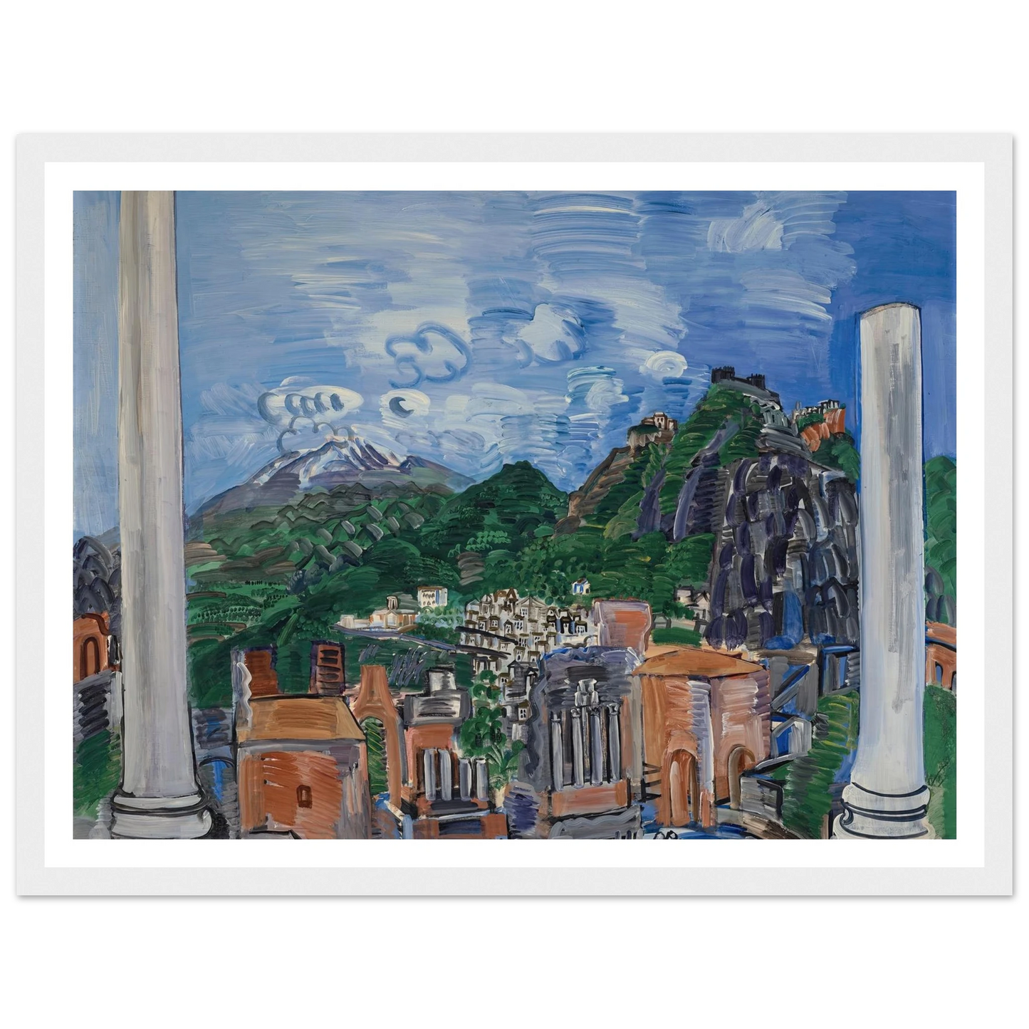 Le théâtre antique de Taormina (1923) Art Print | Raoul Dufy - Framed Poster - 30x40 cm / 12x16″ - Black frame