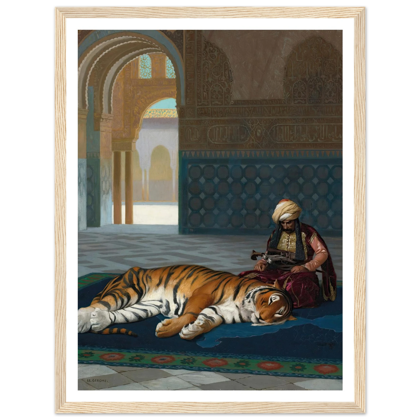 Le Tigre Et Le Gardien Art Print | Jean Leon Gerome - Framed Poster - 30x40 cm / 12x16″ - Black frame