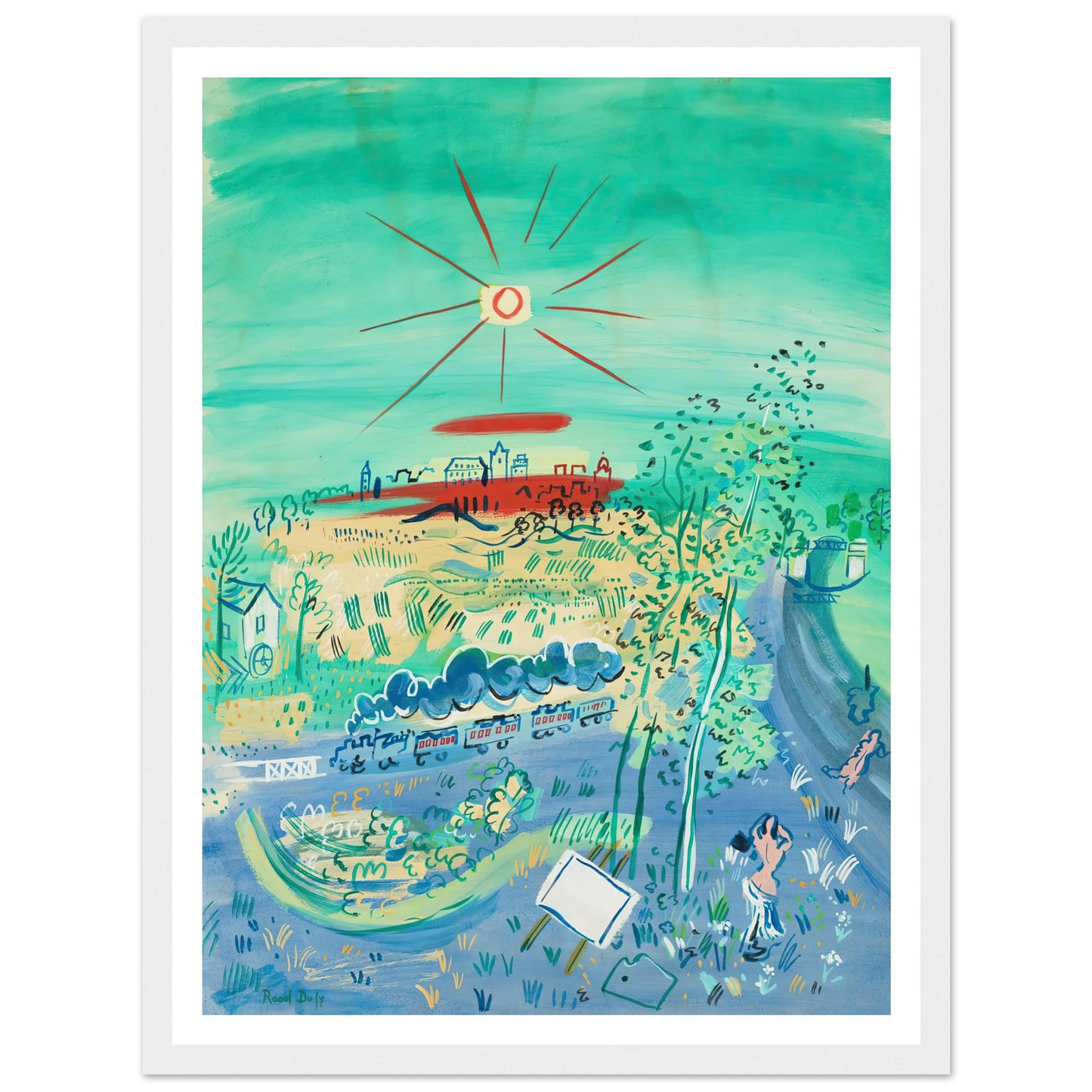 Le train bleu (1935) Art Print | Raoul Dufy - Framed Poster - 30x40 cm / 12x16″ - Black frame