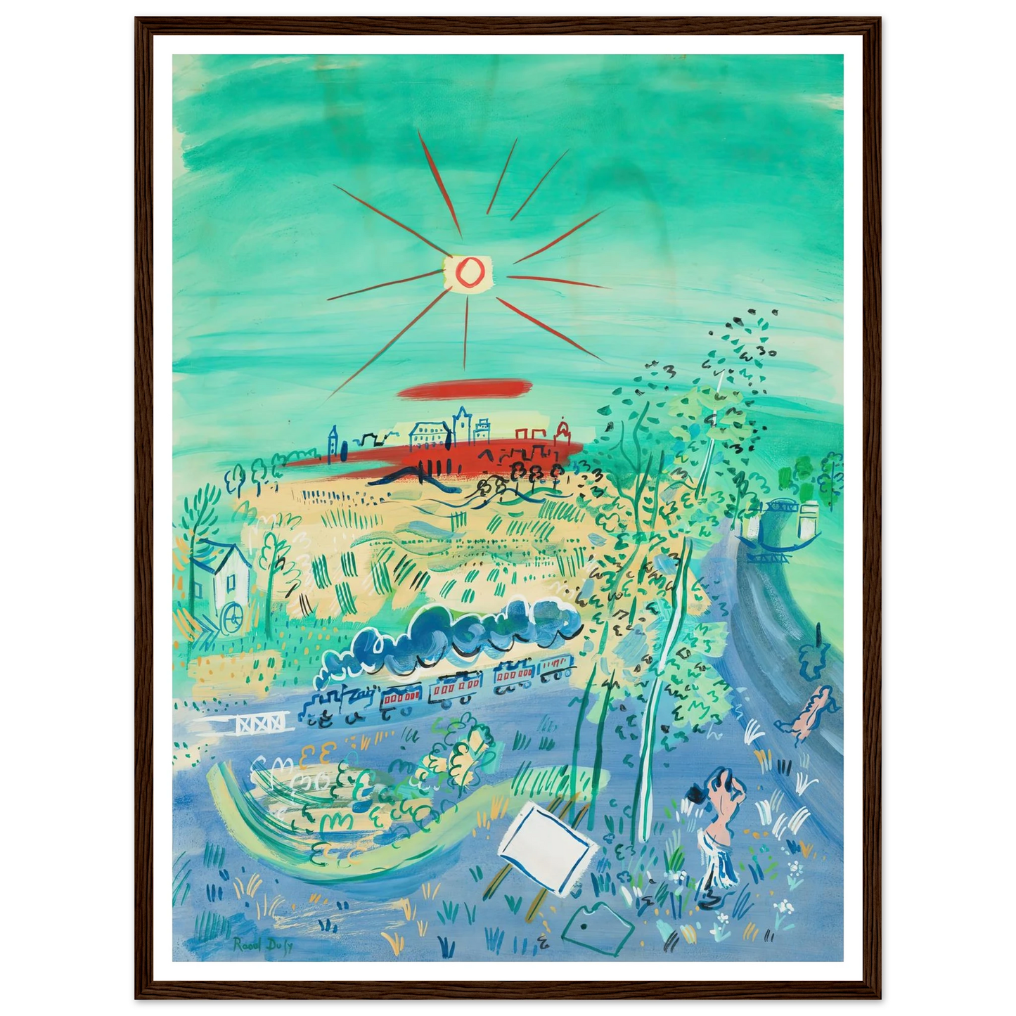Le train bleu (1935) Art Print | Raoul Dufy - Framed Poster - 30x40 cm / 12x16″ - Black frame