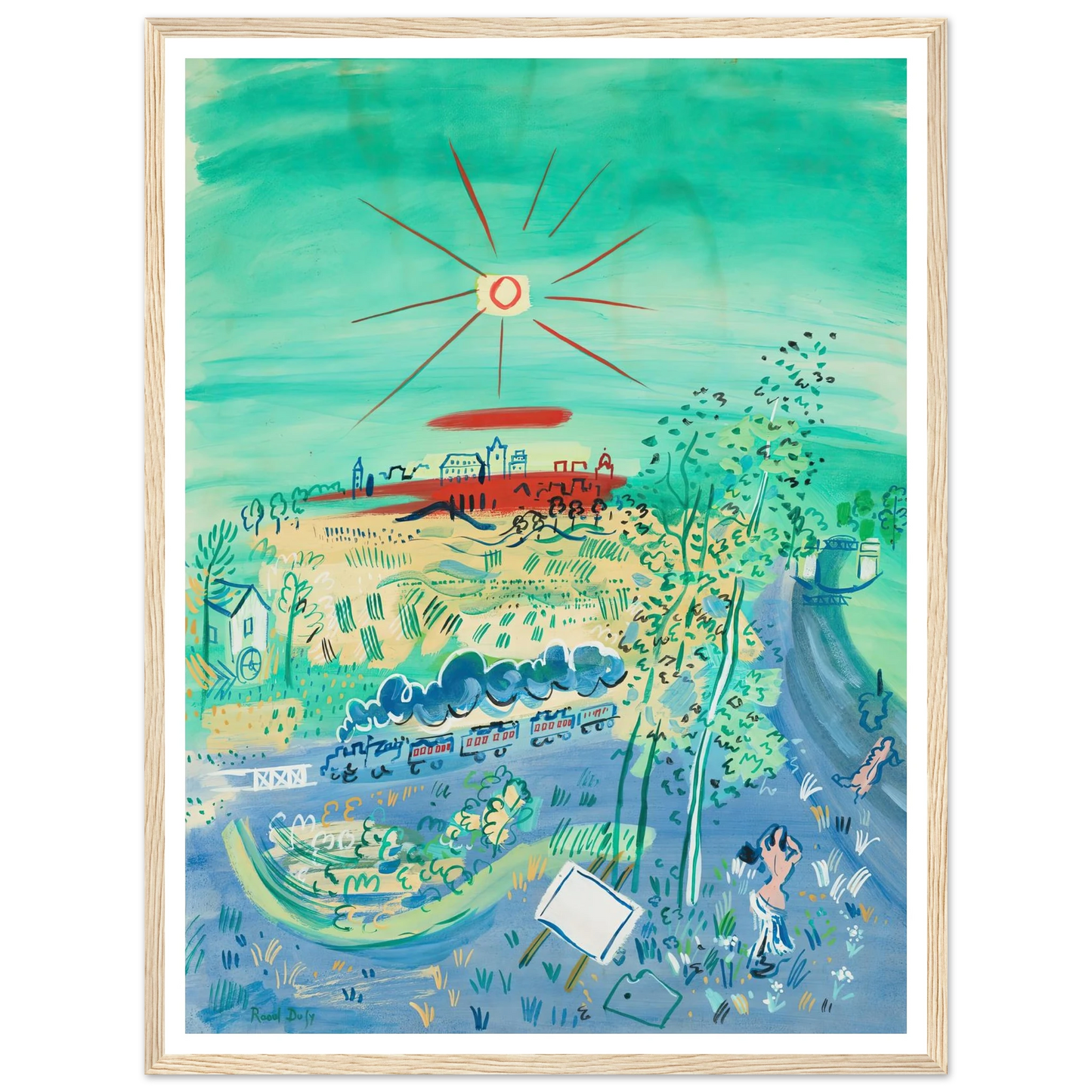 Le train bleu (1935) Art Print | Raoul Dufy - Framed Poster - 30x40 cm / 12x16″ - Black frame