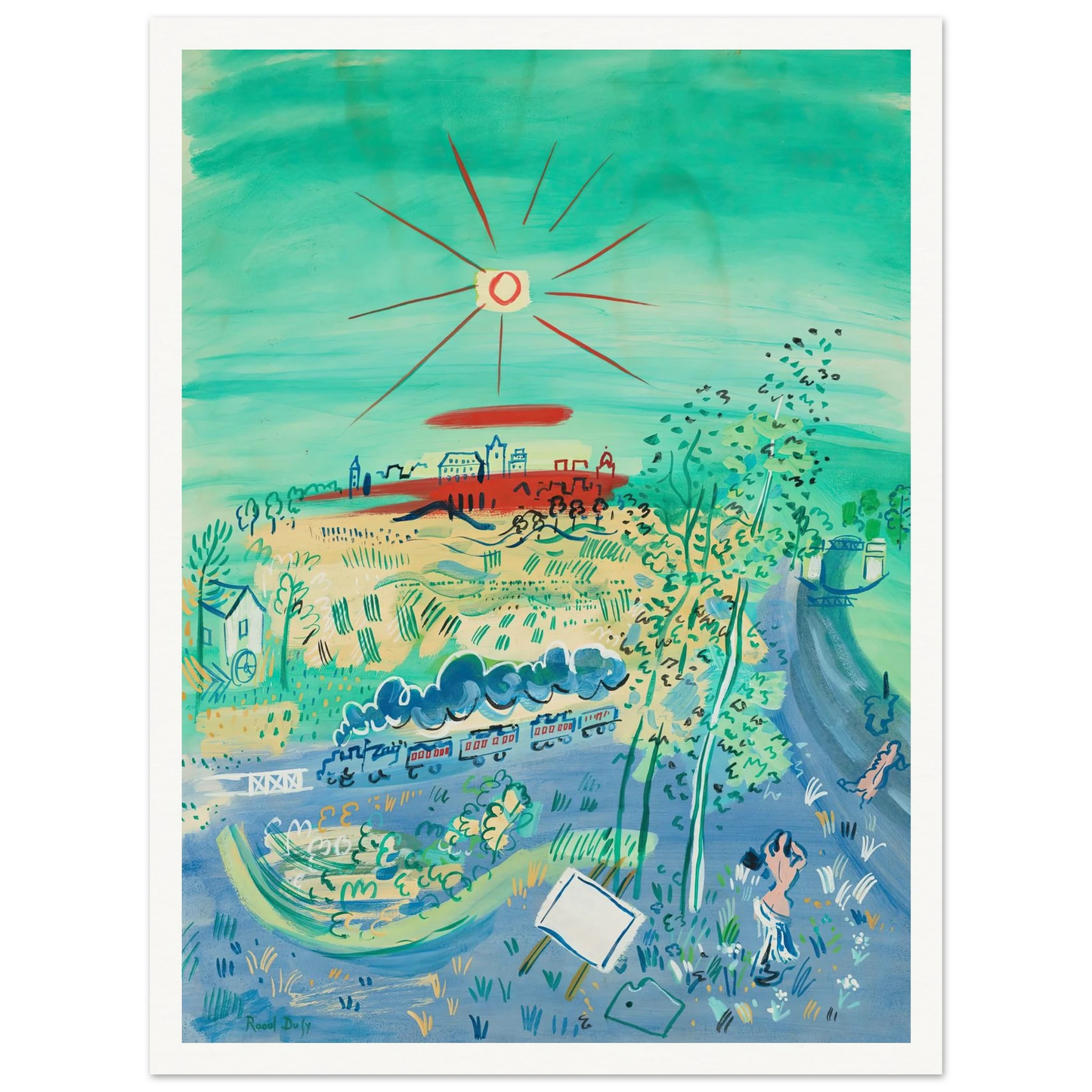 Le train bleu (1935) Art Print | Raoul Dufy - Framed Poster - 30x40 cm / 12x16″ - Black frame