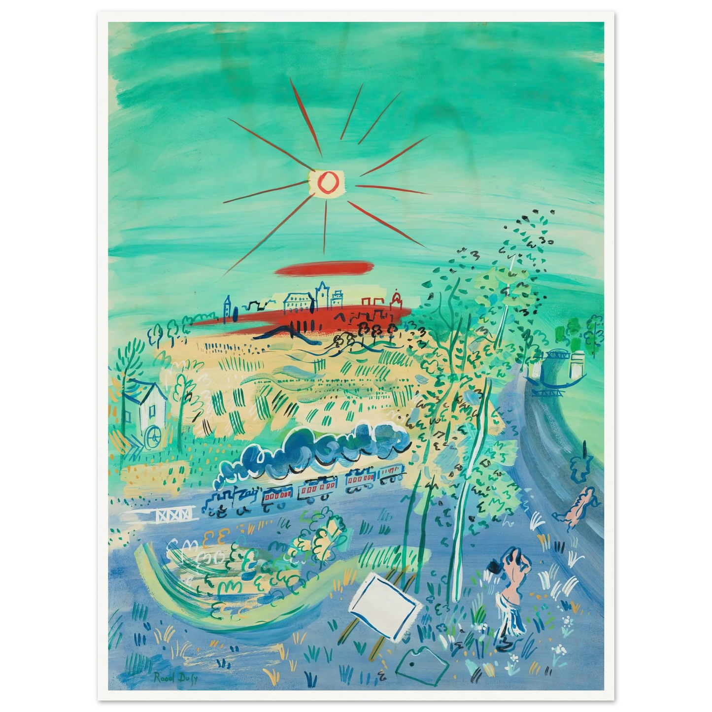 Le train bleu (1935) Art Print | Raoul Dufy - Framed Poster - 30x40 cm / 12x16″ - Black frame