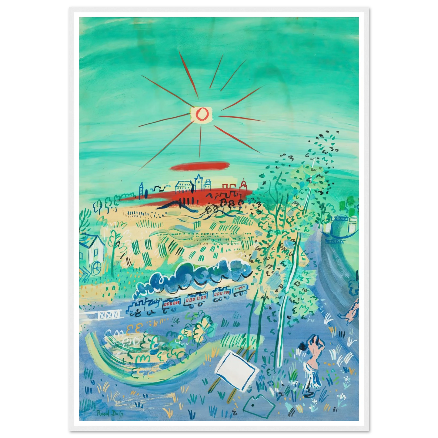 Le train bleu (1935) Art Print | Raoul Dufy - Framed Poster - 30x40 cm / 12x16″ - Black frame