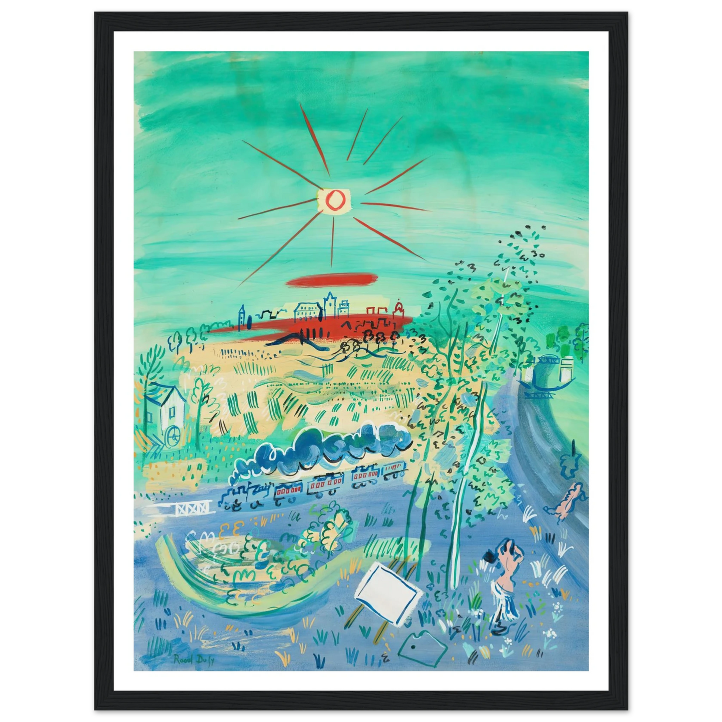 Le train bleu (1935) Art Print | Raoul Dufy - Framed Poster - 30x40 cm / 12x16″ - Black frame