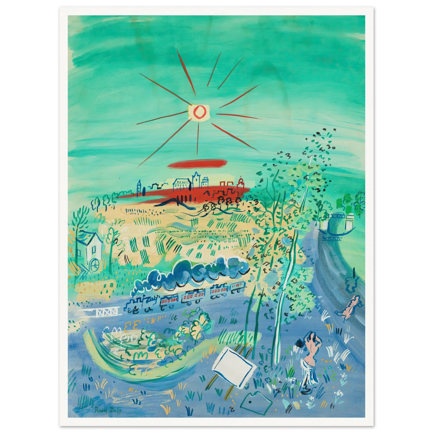Le train bleu (1935) Art Print | Raoul Dufy - Framed Poster - 30x40 cm / 12x16″ - Black frame