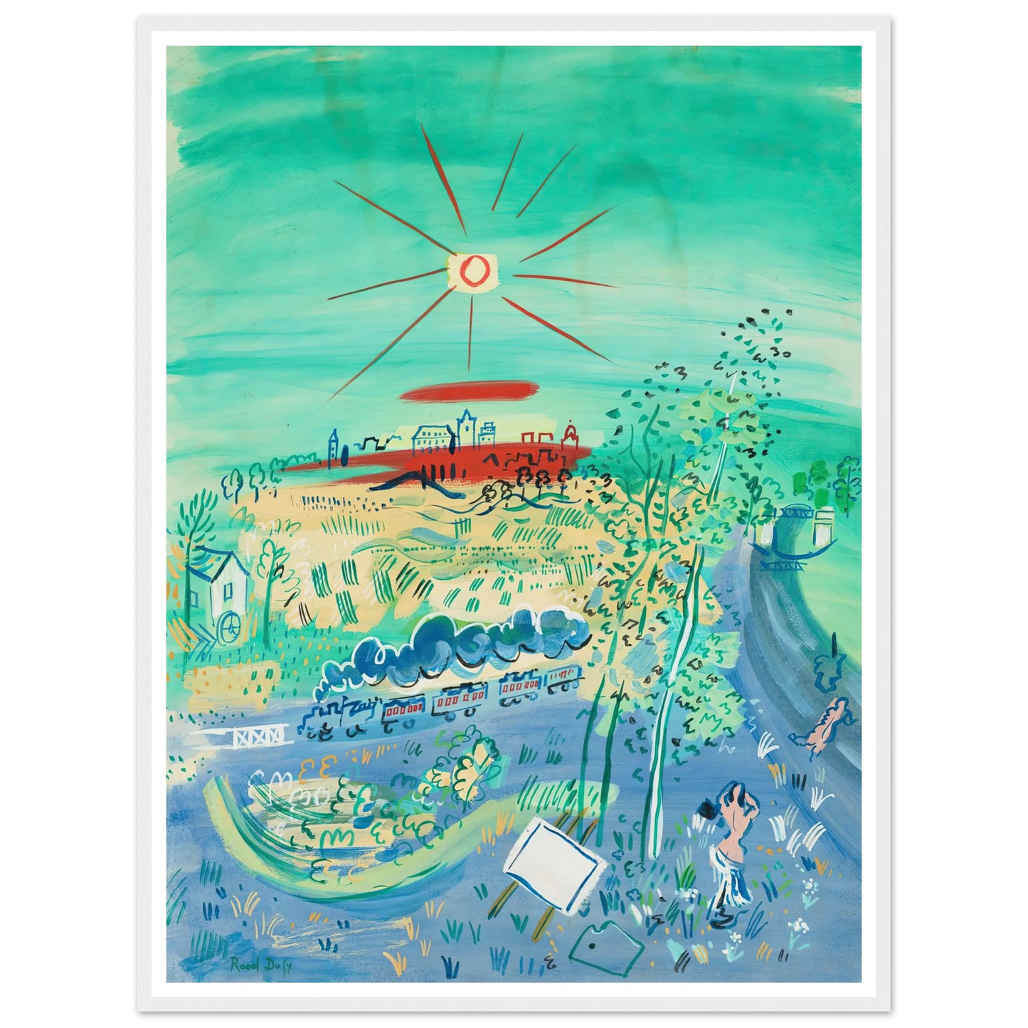 Le train bleu (1935) Art Print | Raoul Dufy - Framed Poster - 30x40 cm / 12x16″ - Black frame