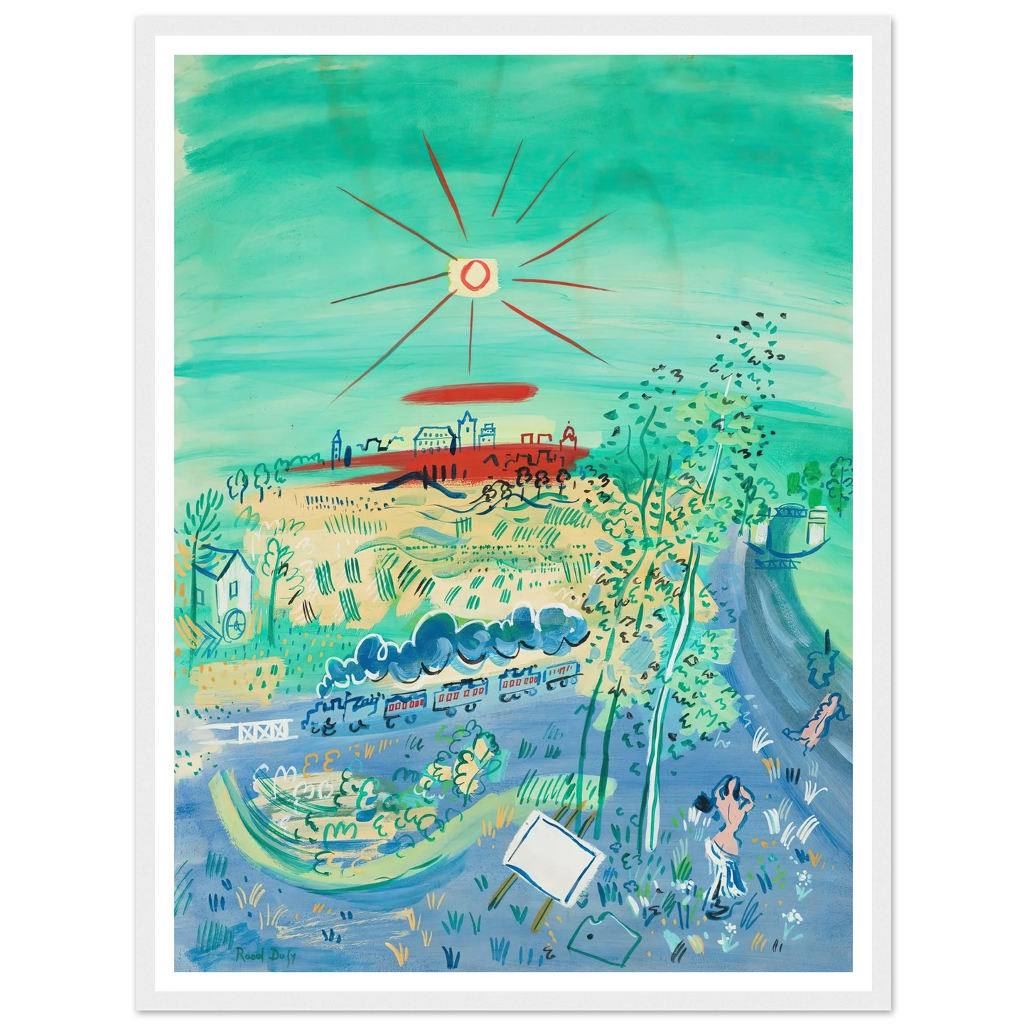 Le train bleu (1935) Art Print | Raoul Dufy - Framed Poster - 30x40 cm / 12x16″ - Black frame