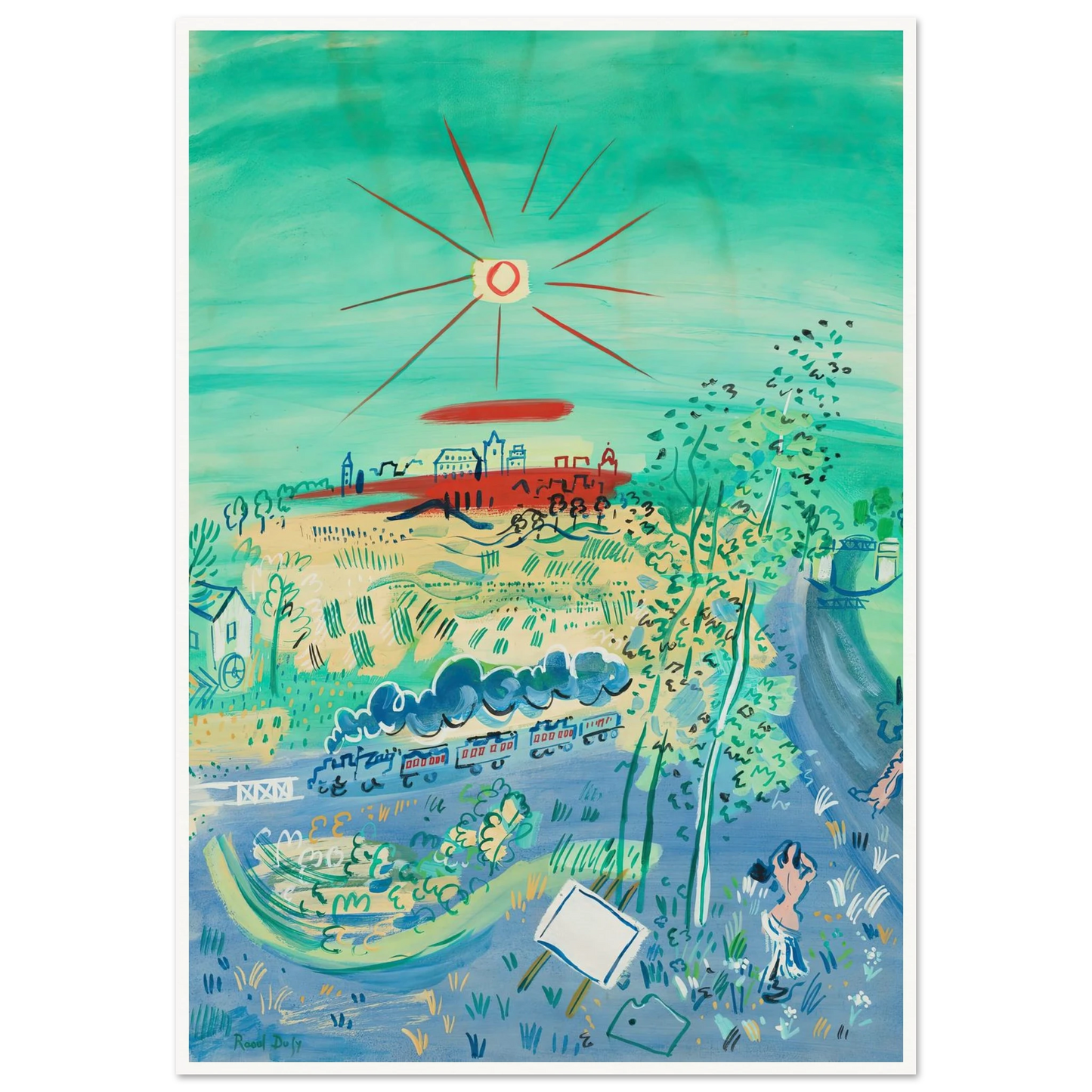 Le train bleu (1935) Art Print | Raoul Dufy - Framed Poster - 30x40 cm / 12x16″ - Black frame