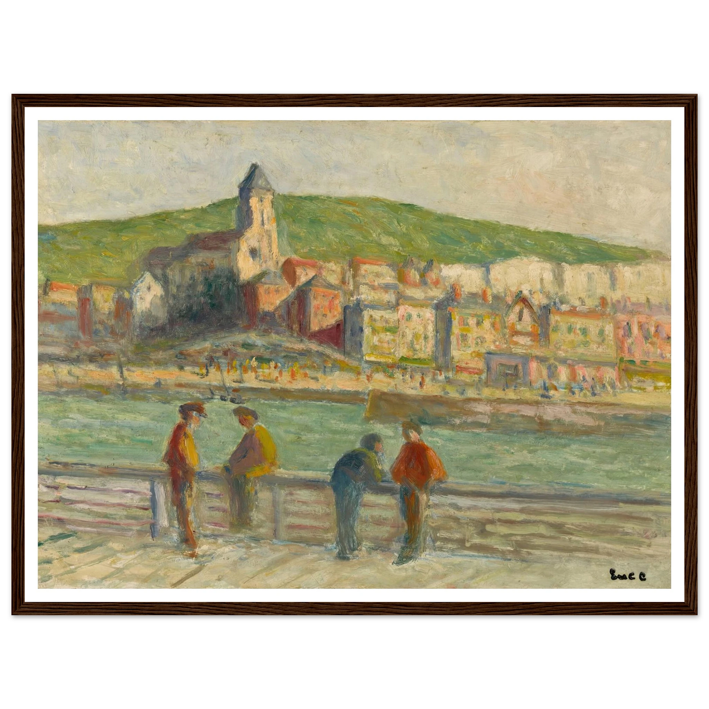 Le treport, sur le quai (circa 1934) Art Print | Maximilien Luce - Framed Poster - 30x40 cm / 12x16″ - Black frame