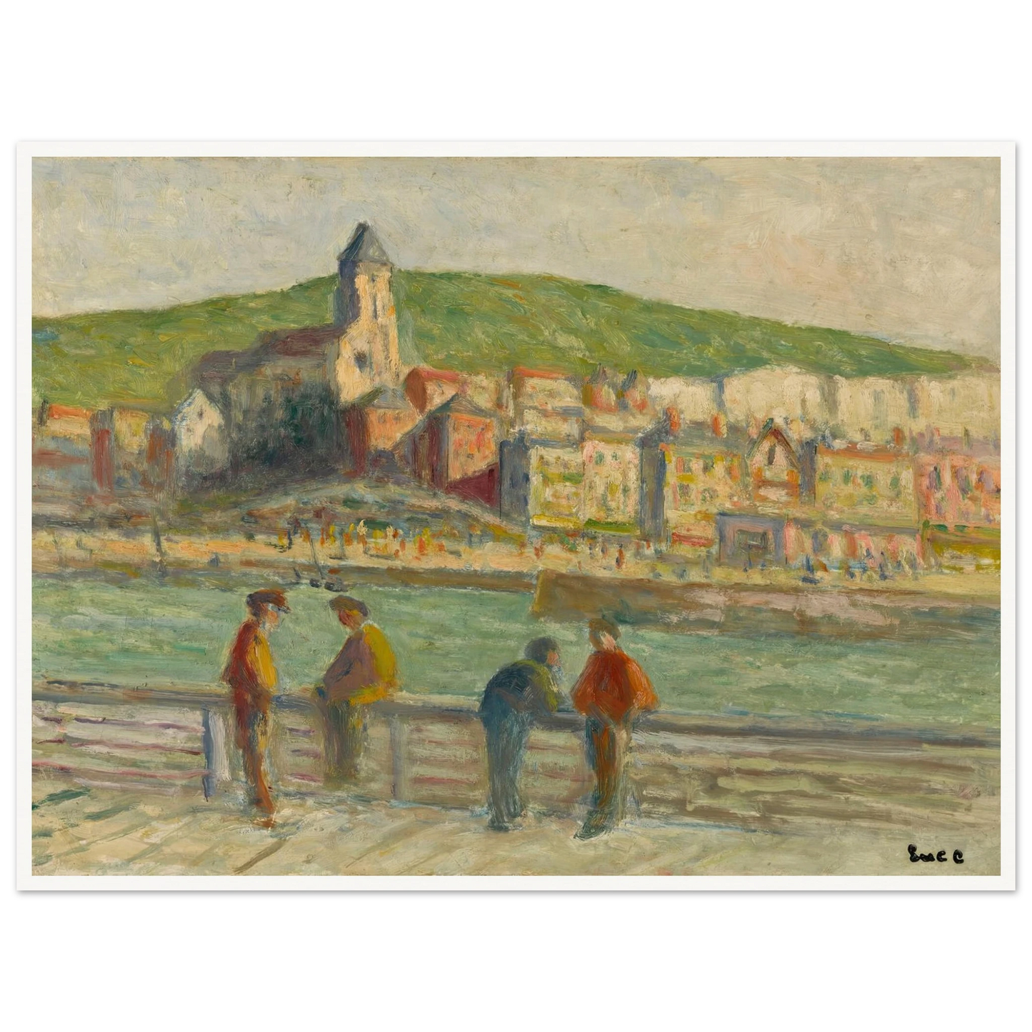 Le treport, sur le quai (circa 1934) Art Print | Maximilien Luce - Framed Poster - 30x40 cm / 12x16″ - Black frame