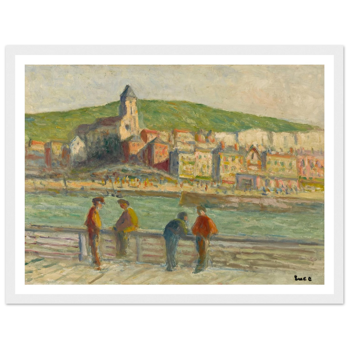 Le treport, sur le quai (circa 1934) Art Print | Maximilien Luce - Framed Poster - 30x40 cm / 12x16″ - Black frame
