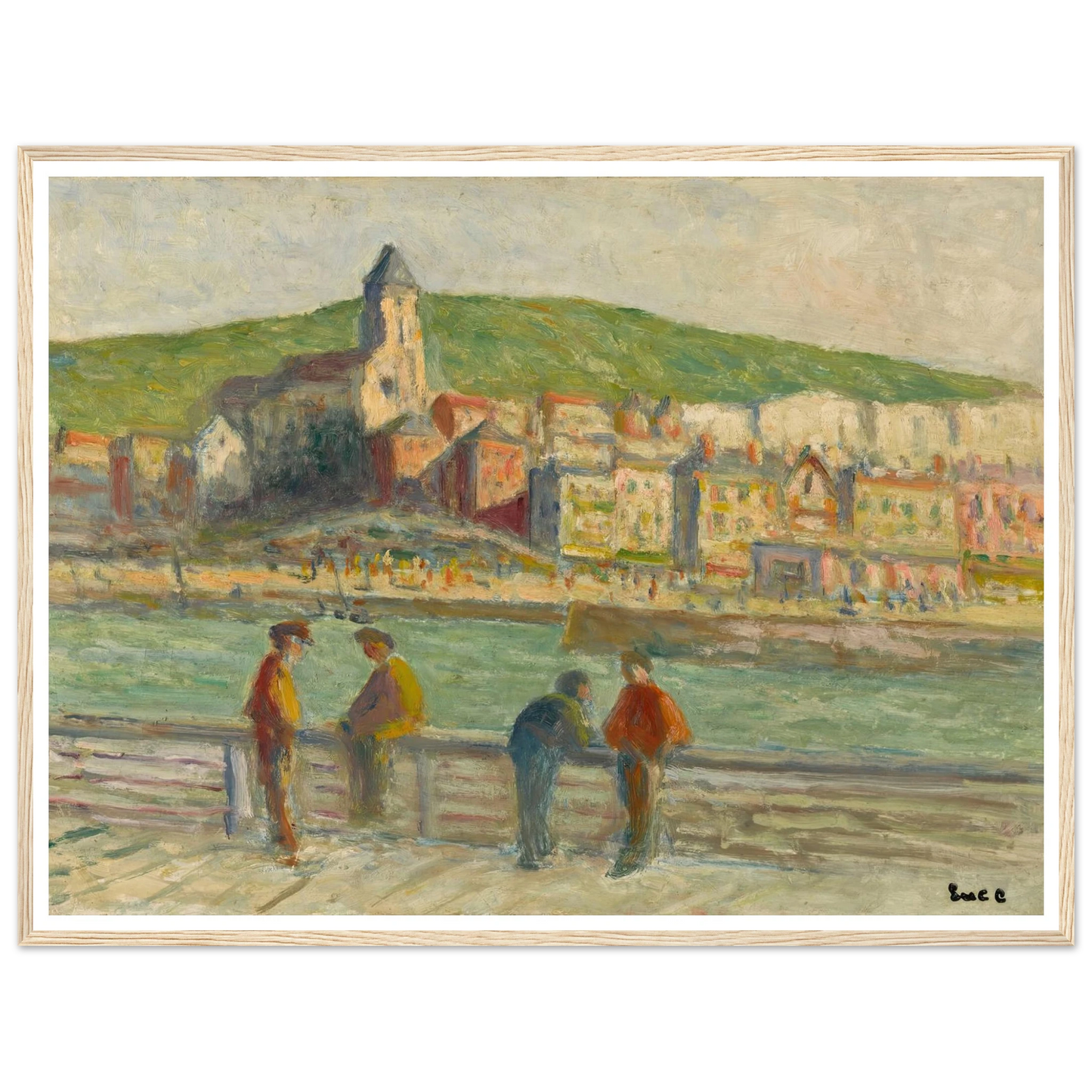 Le treport, sur le quai (circa 1934) Art Print | Maximilien Luce - Framed Poster - 30x40 cm / 12x16″ - Black frame
