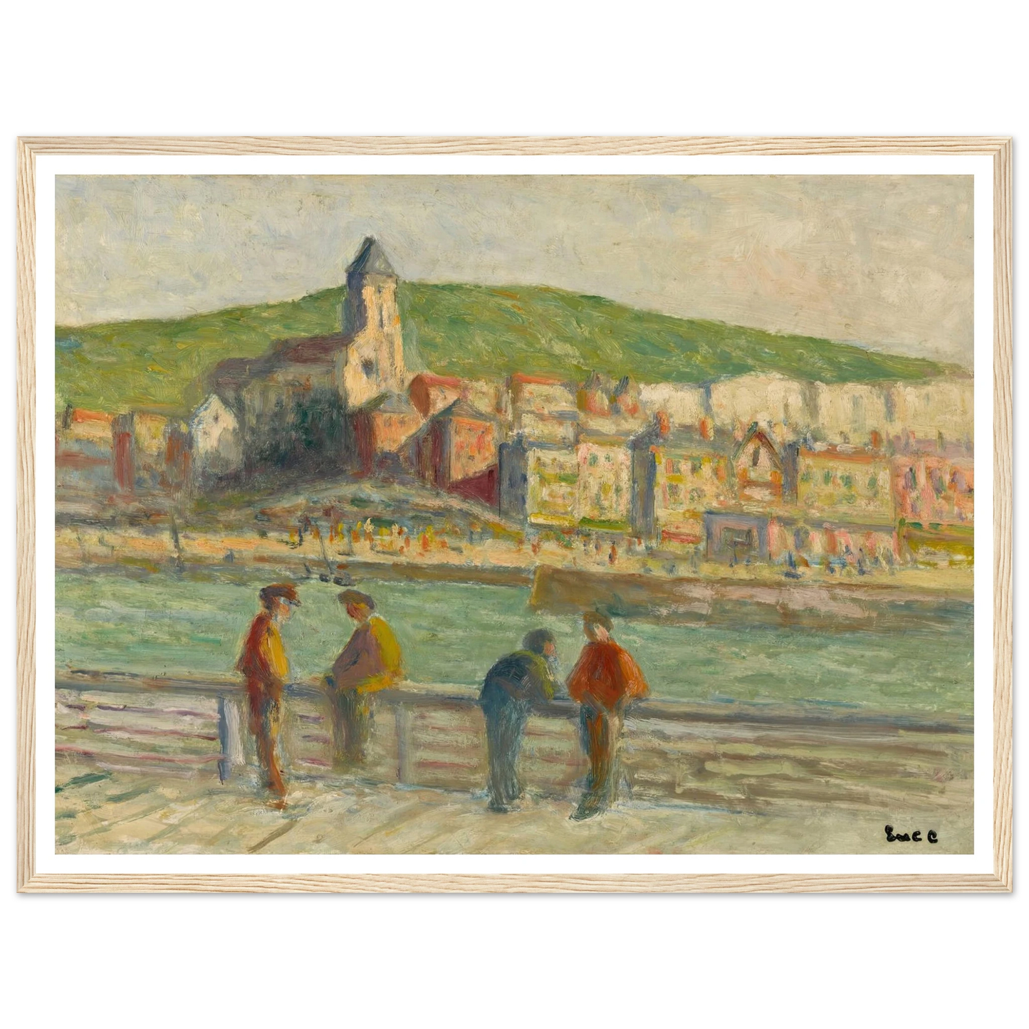 Le treport, sur le quai (circa 1934) Art Print | Maximilien Luce - Framed Poster - 30x40 cm / 12x16″ - Black frame