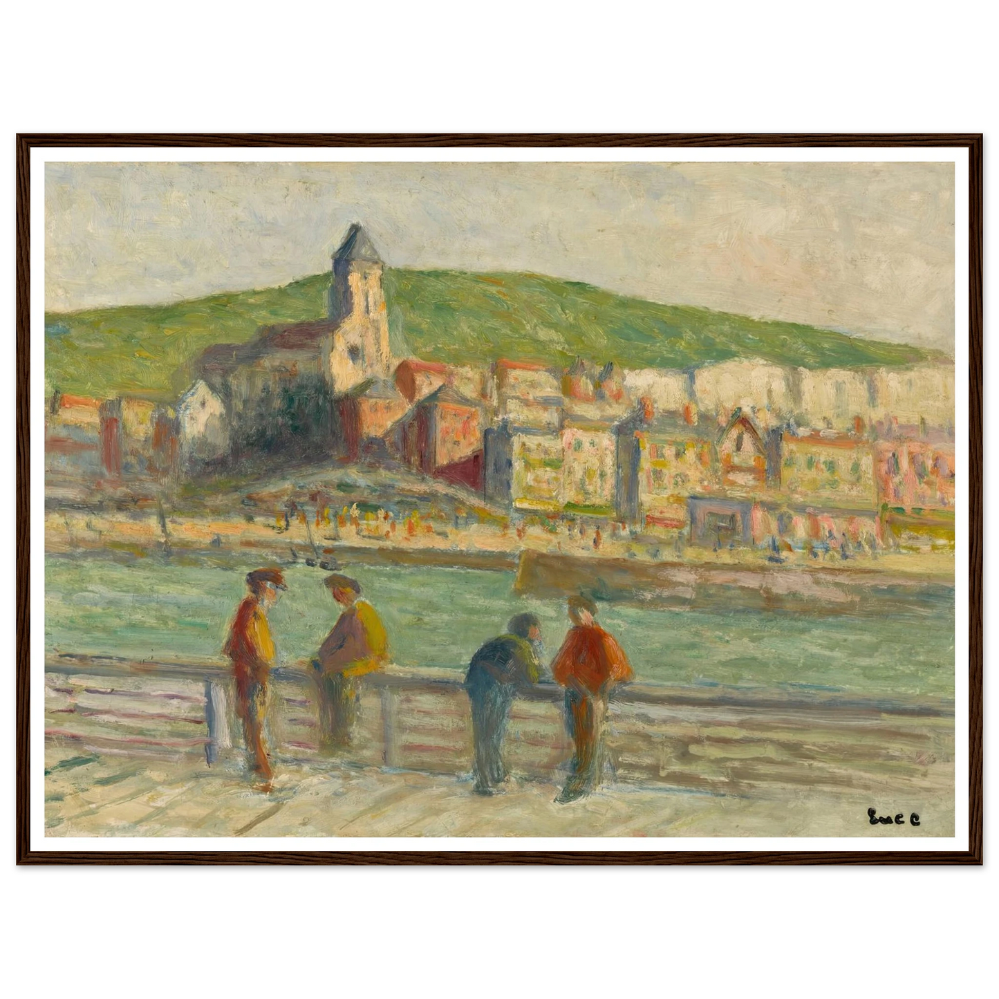 Le treport, sur le quai (circa 1934) Art Print | Maximilien Luce - Framed Poster - 30x40 cm / 12x16″ - Black frame