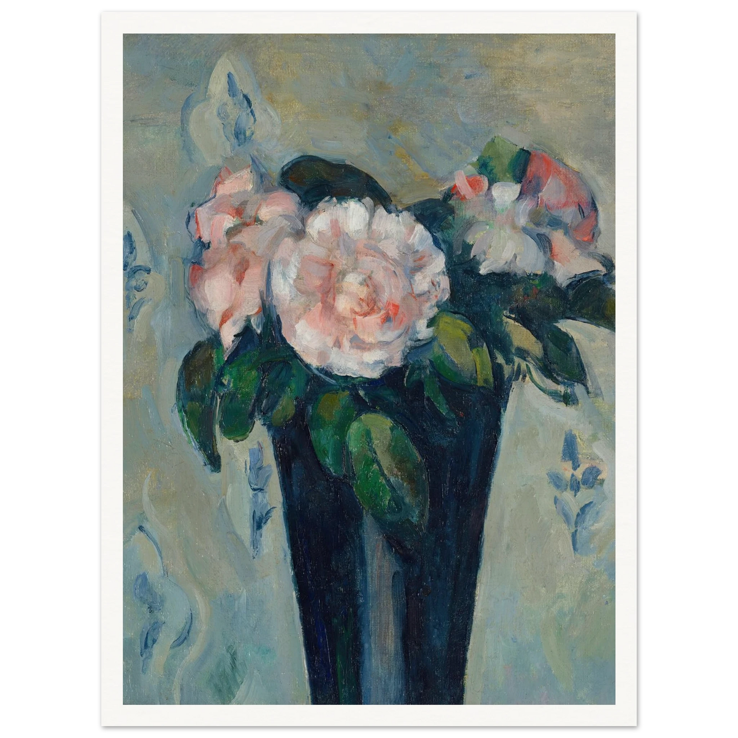 Le vase bleu sombre (circa 1880) Art Print | Paul Cezanne - Framed Poster - 30x40 cm / 12x16″ - Black frame