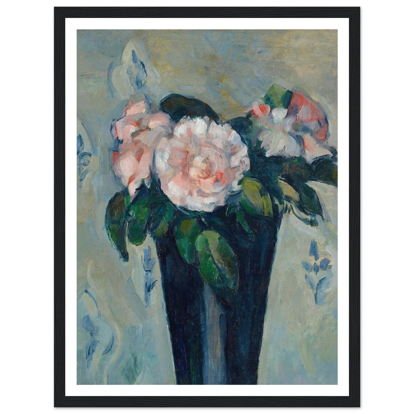 Le vase bleu sombre (circa 1880) Art Print | Paul Cezanne - Framed Poster - 30x40 cm / 12x16″ - Black frame
