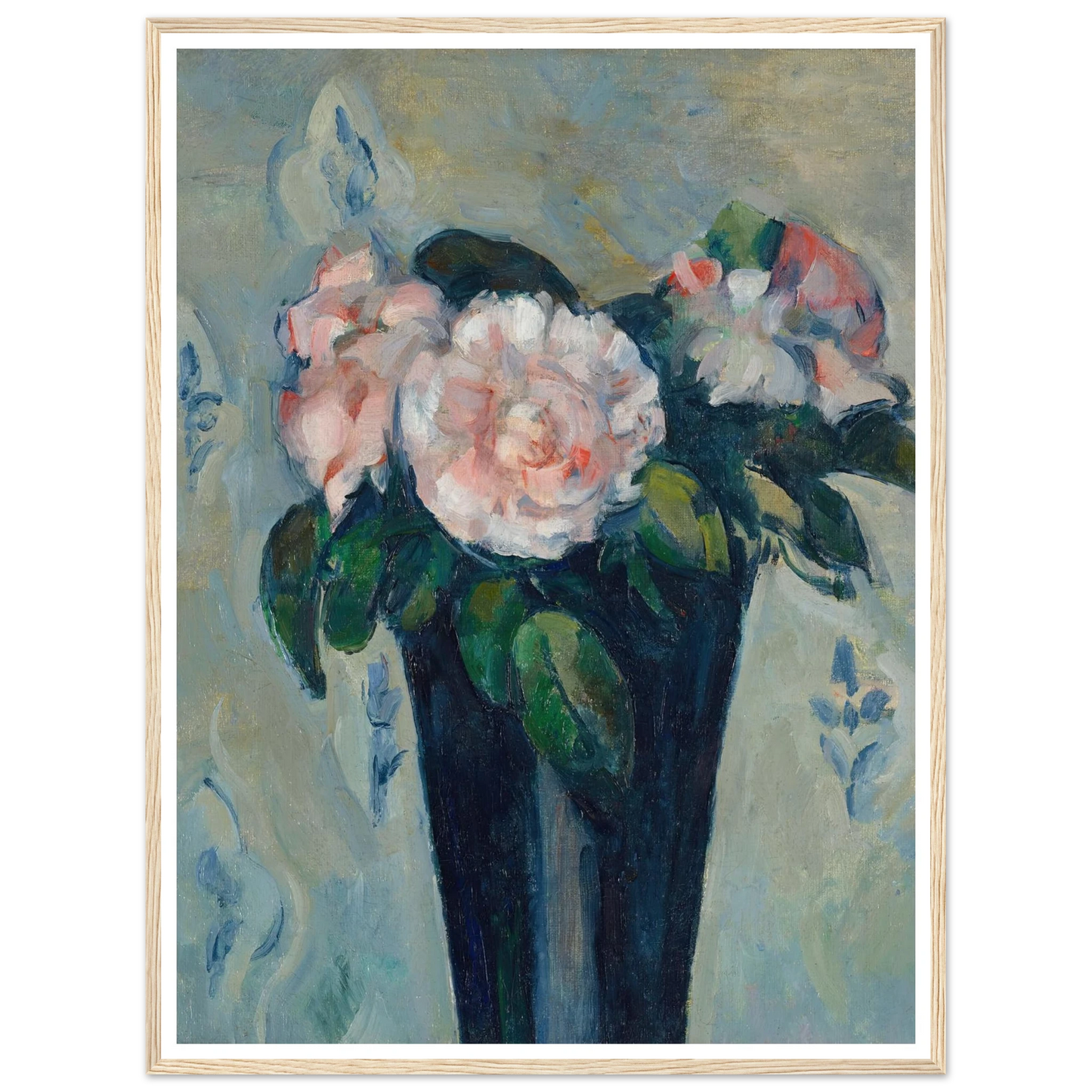 Le vase bleu sombre (circa 1880) Art Print | Paul Cezanne - Framed Poster - 30x40 cm / 12x16″ - Black frame