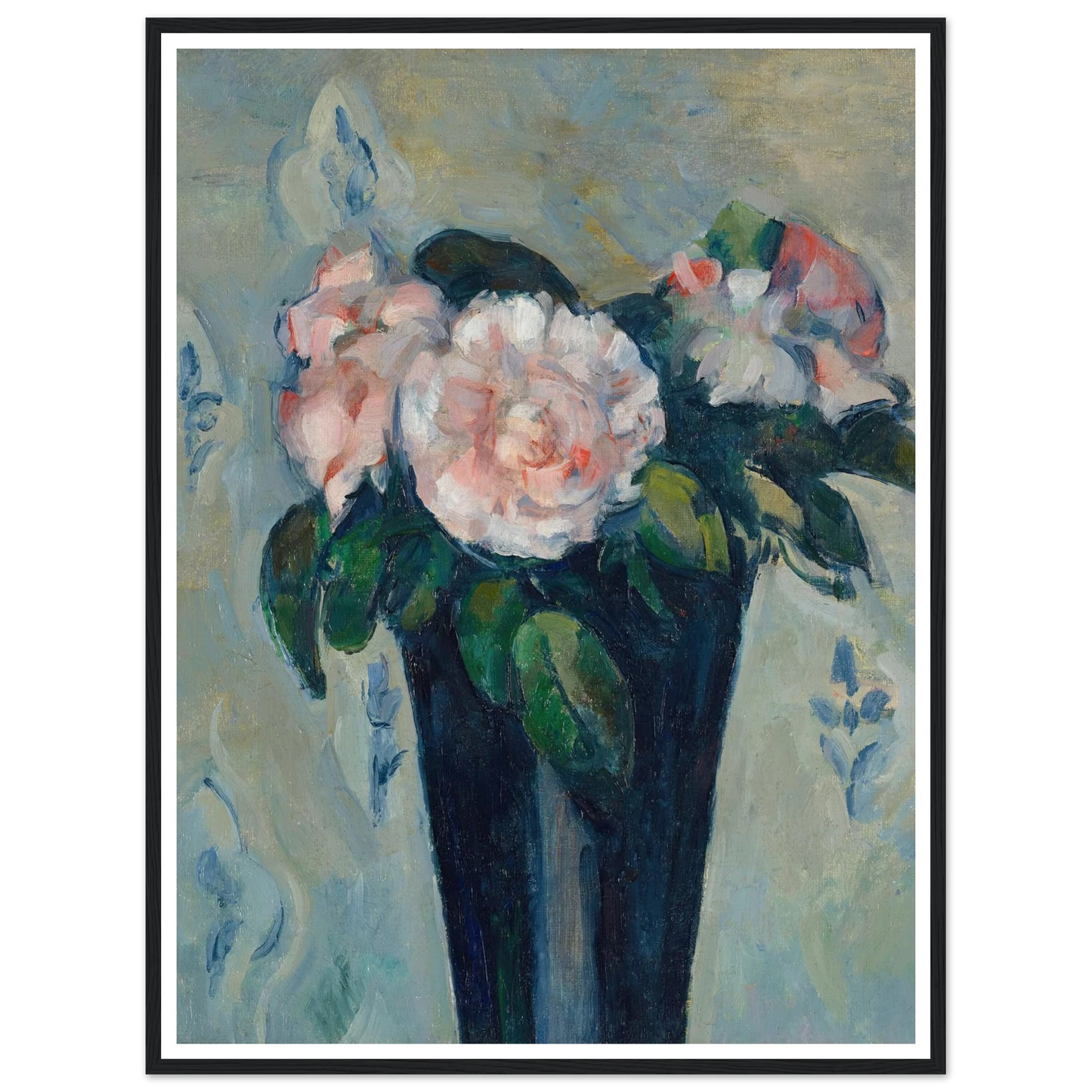 Le vase bleu sombre (circa 1880) Art Print | Paul Cezanne - Framed Poster - 30x40 cm / 12x16″ - Black frame