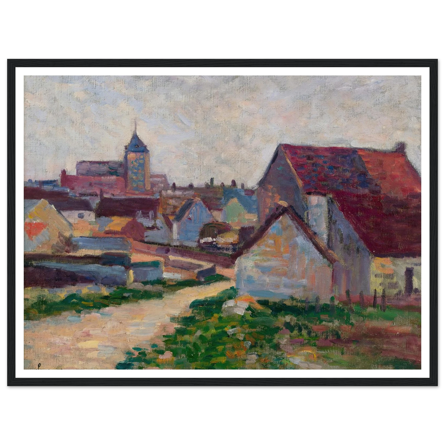 Le Village De Conche-Sur-Condoires (1897) Art Print | Maximilien Luce - Framed Poster - 30x40 cm / 12x16″ - Black frame