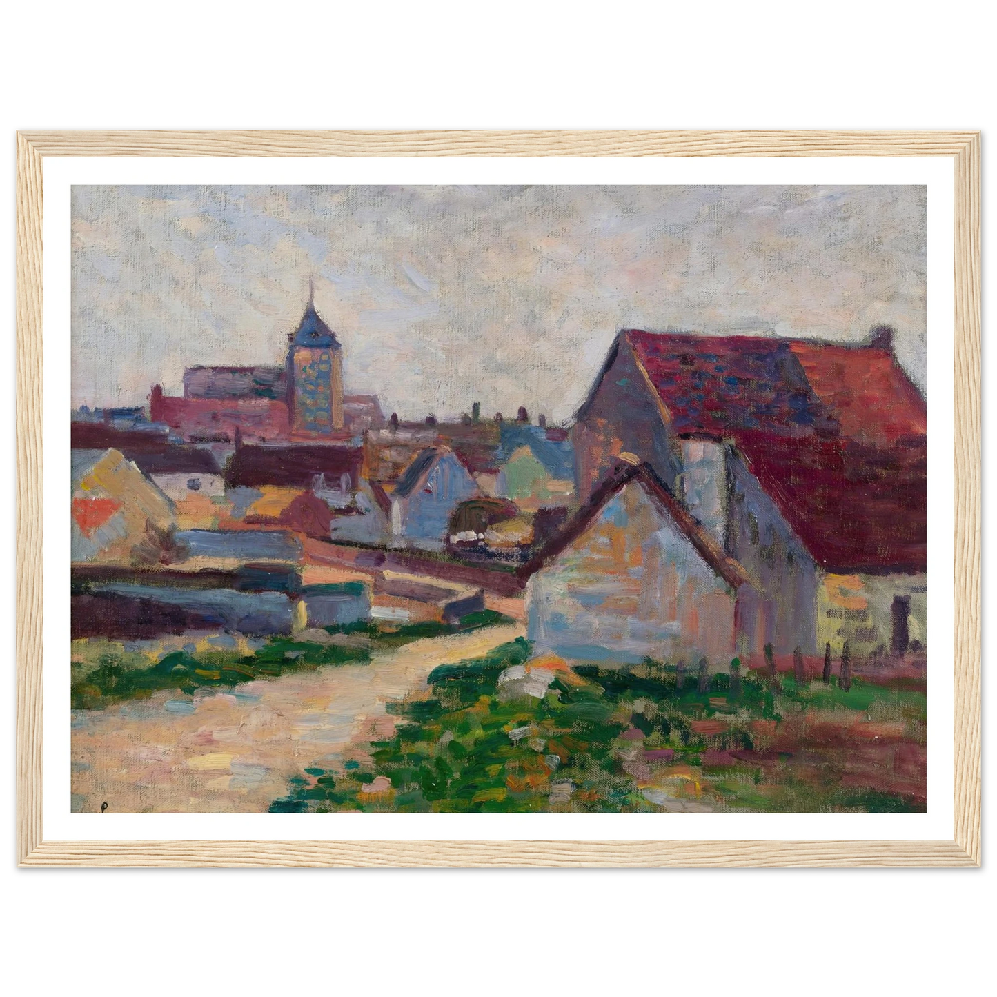 Le Village De Conche-Sur-Condoires (1897) Art Print | Maximilien Luce - Framed Poster - 30x40 cm / 12x16″ - Black frame